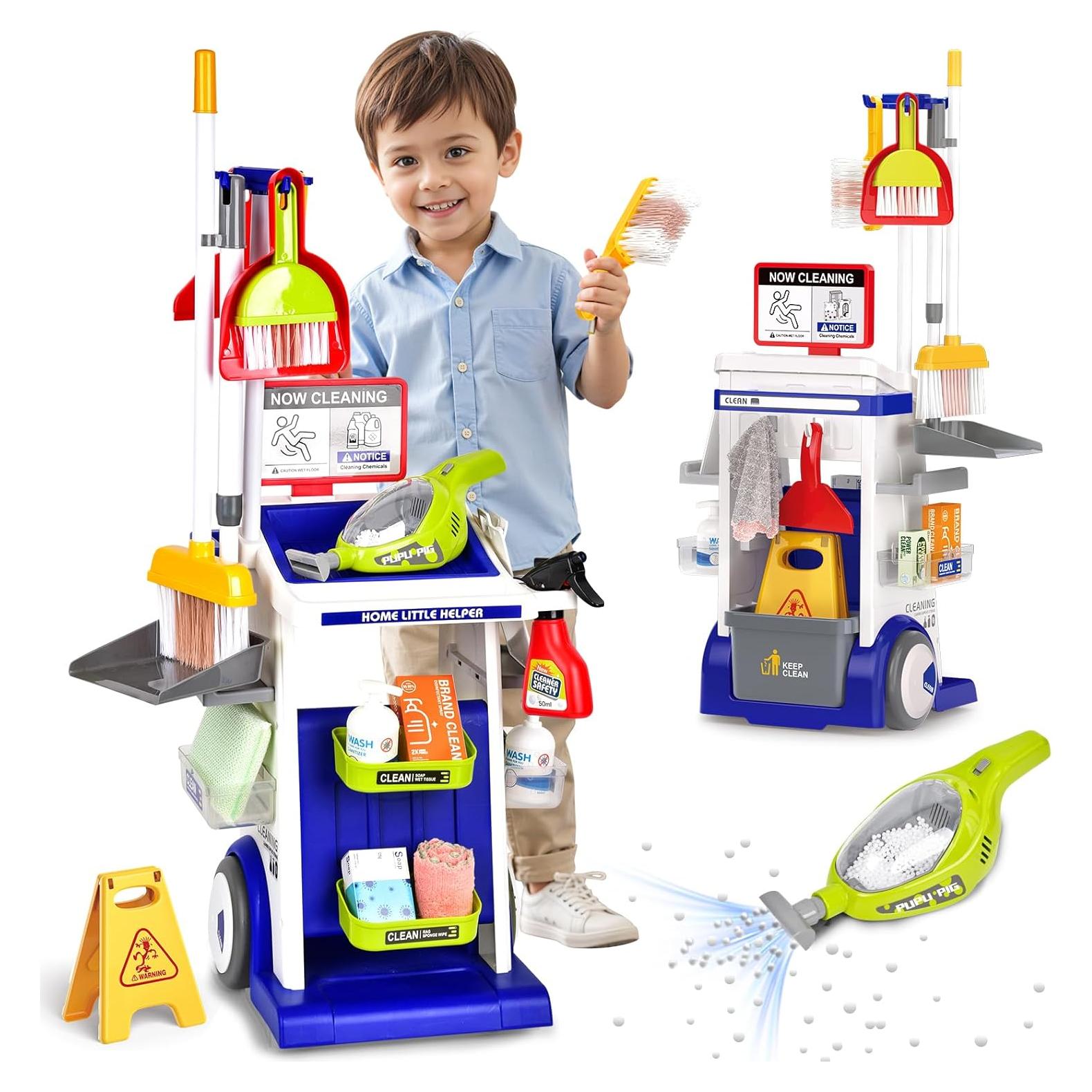 Juego de Carrito de Limpieza Pupu Pig para Niños - Azul