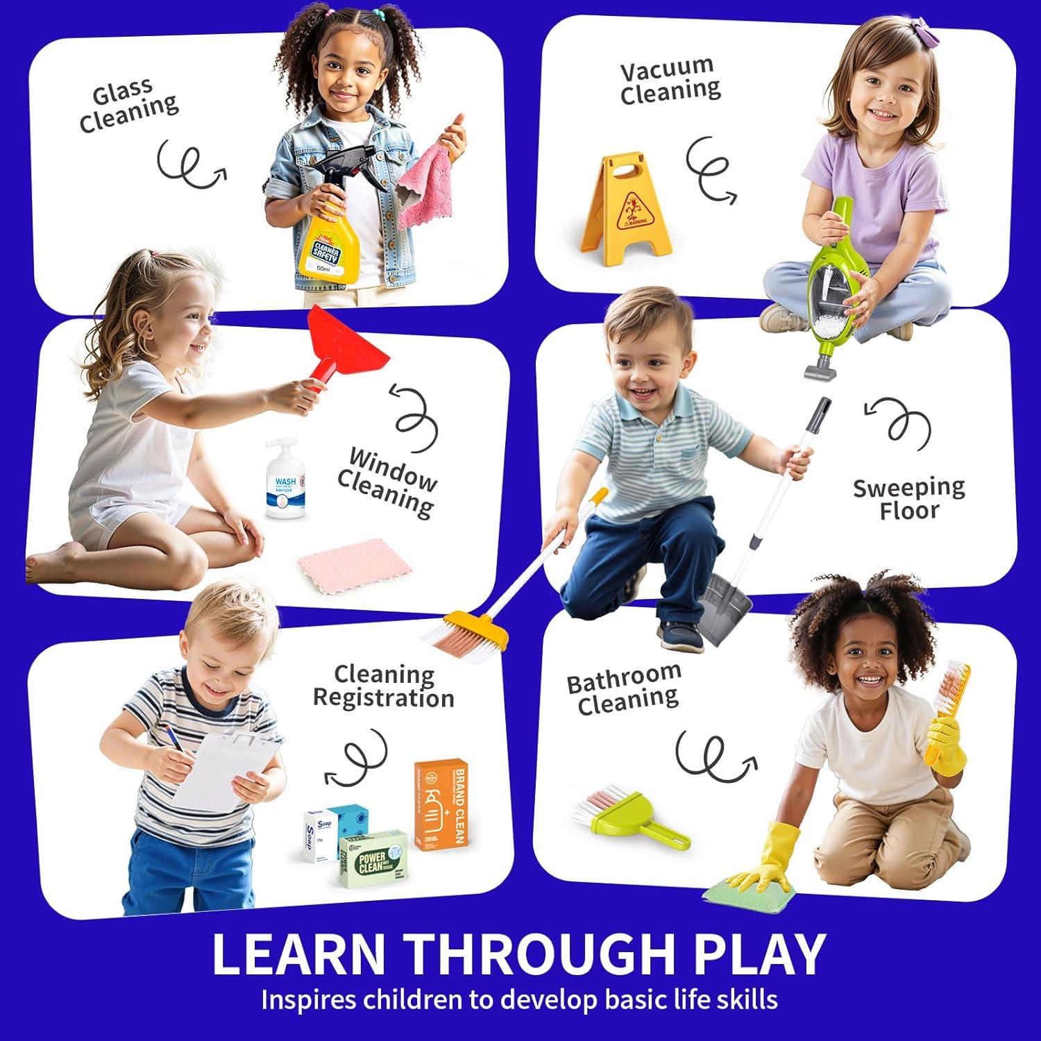 Juego de Carrito de Limpieza Pupu Pig para Niños - Azul