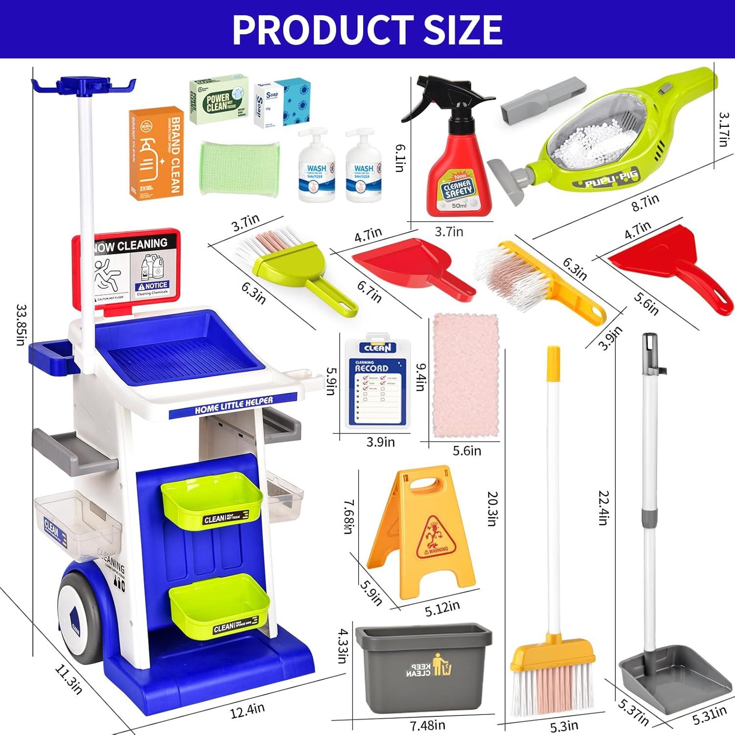 Juego de Carrito de Limpieza Pupu Pig para Niños - Azul