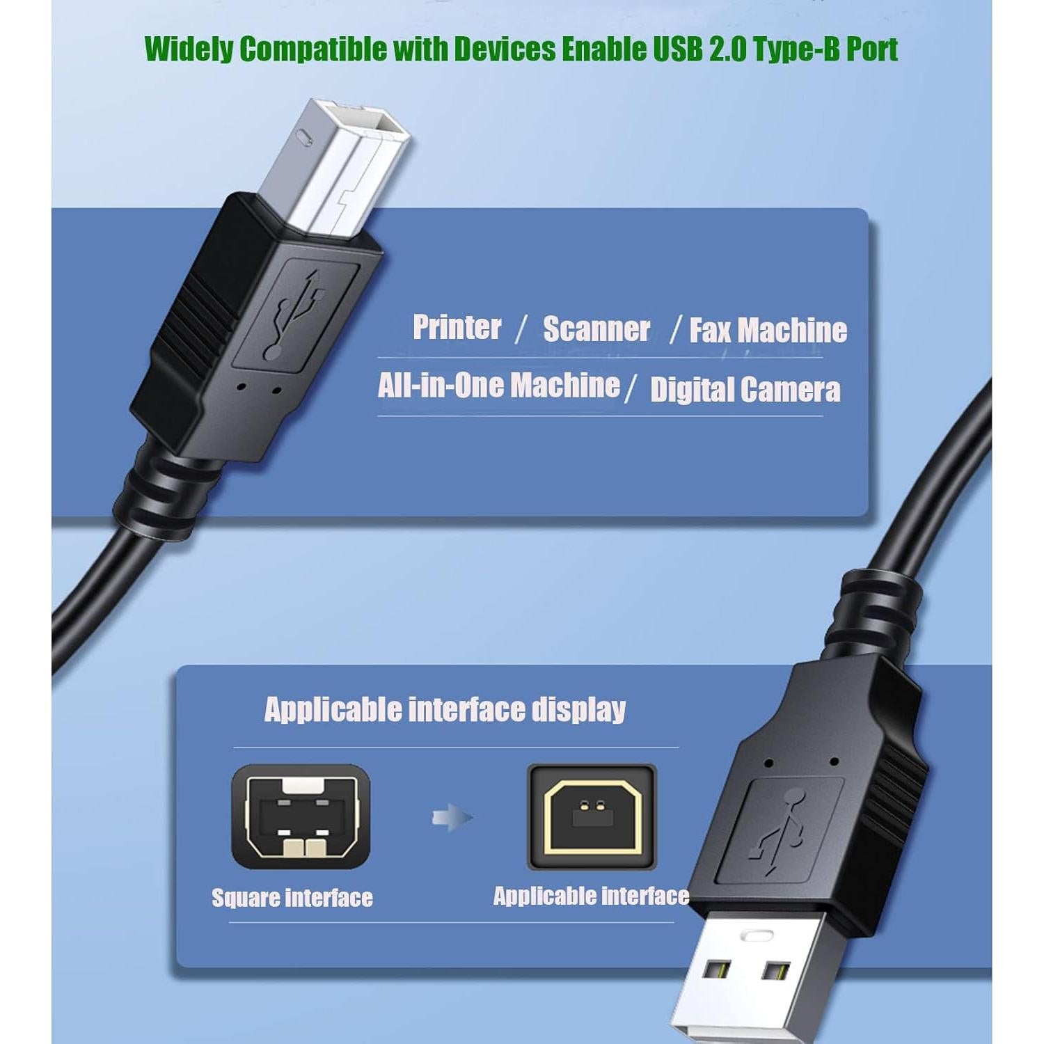 Cable de Impresora USB 2.0 Alitutumao 1.52m Alta Velocidad