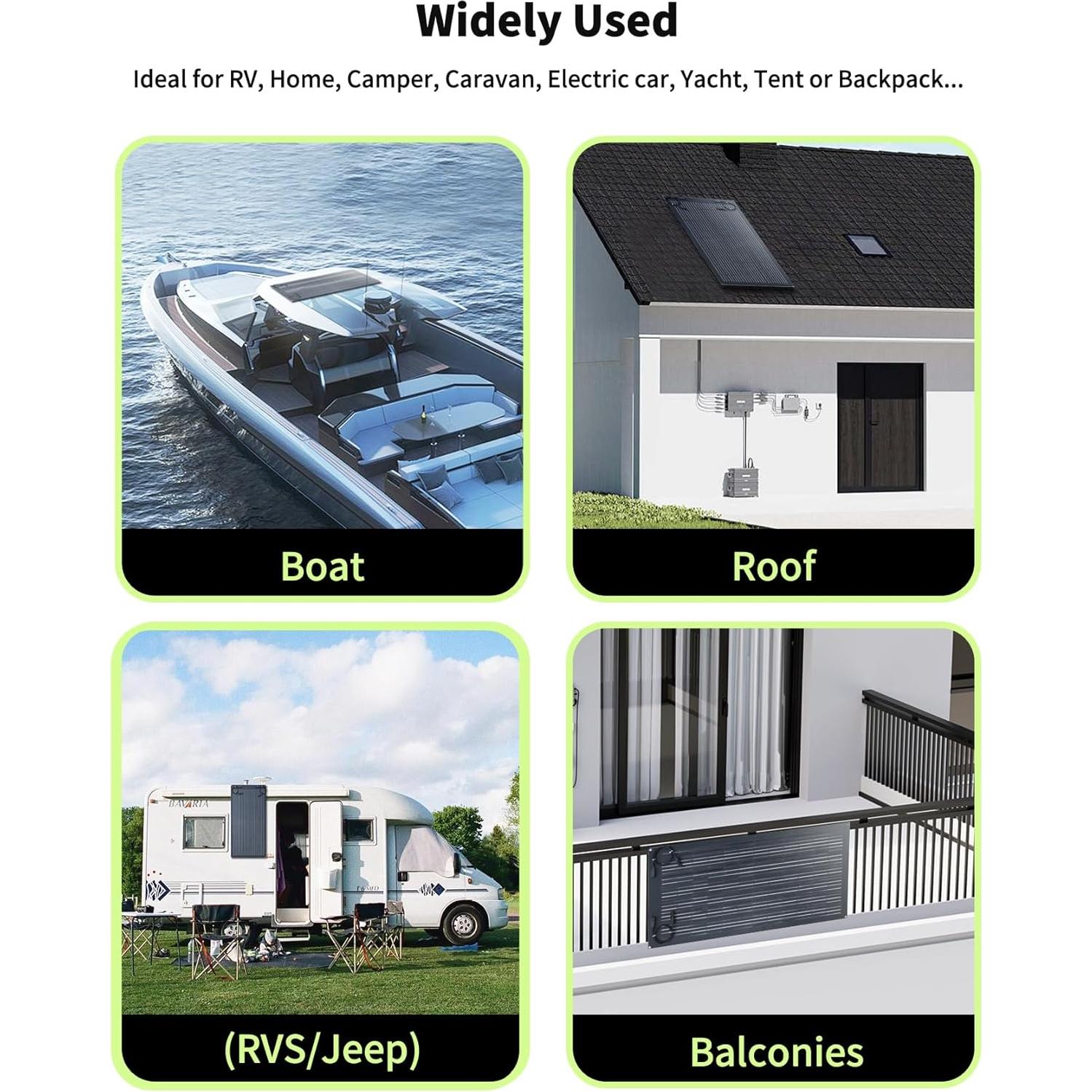 Panel Solar Flexible 200W Greenmagic 2pcs 100W 12V Alta Eficiencia