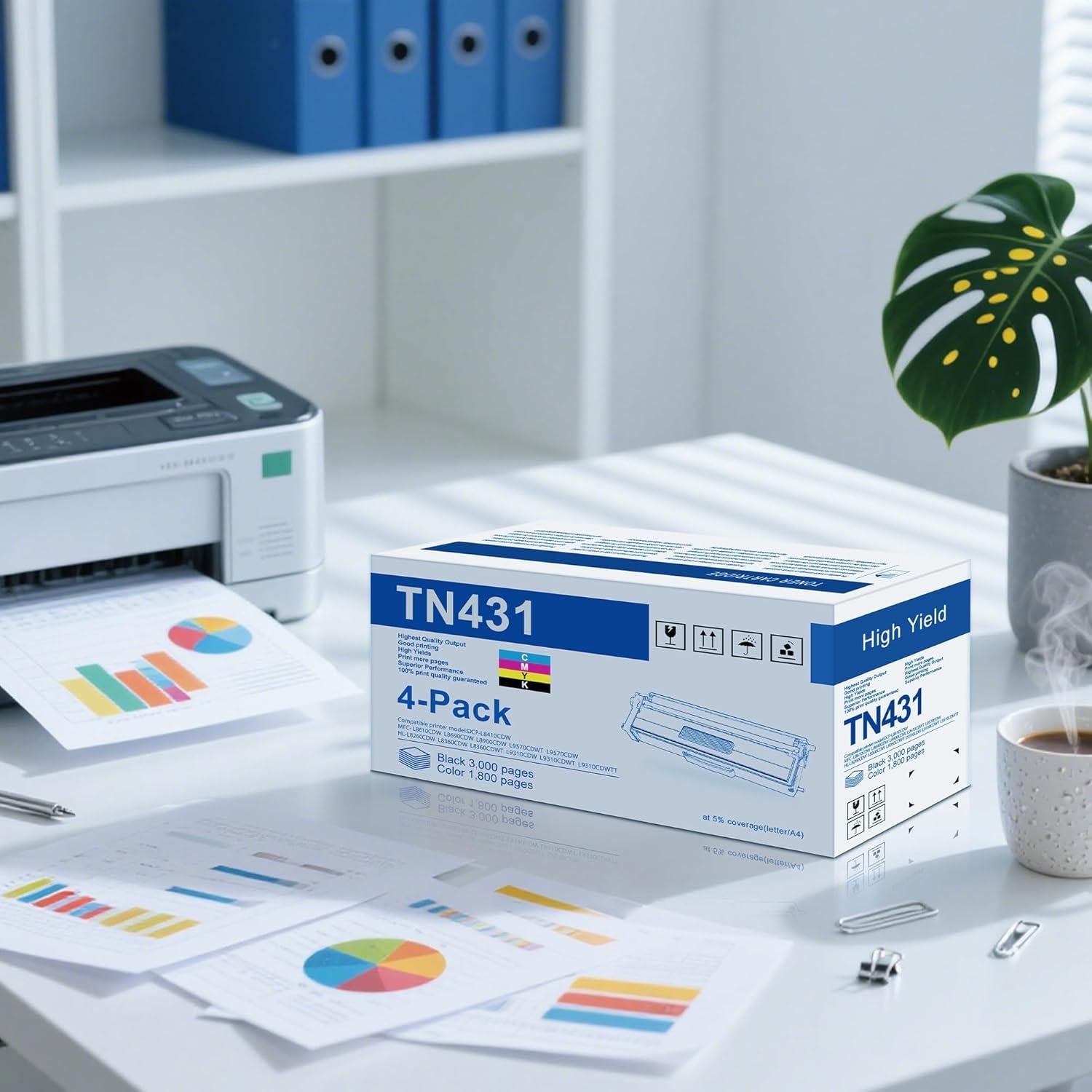 Cartuchos de Tóner TN431 Estward Paquete de 4 Colores