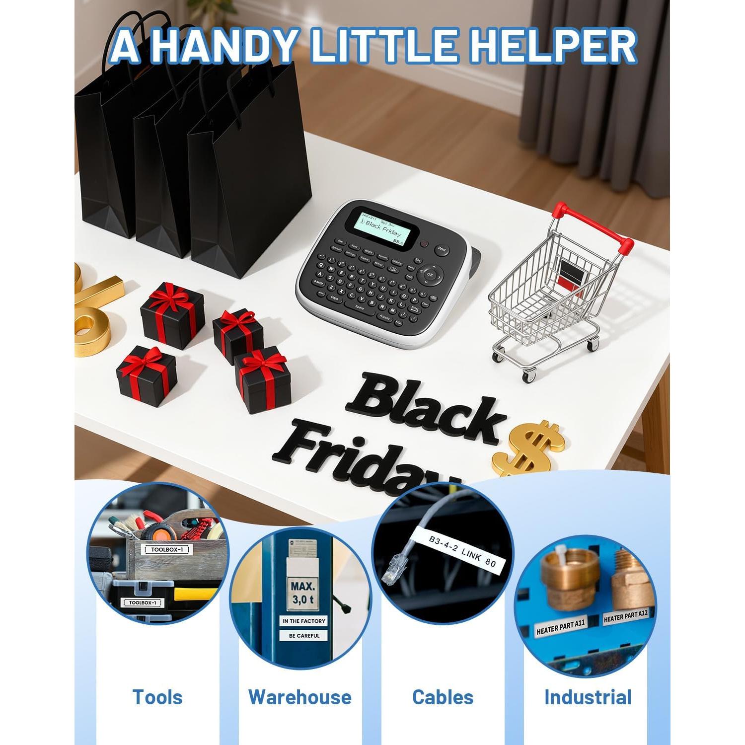 Máquina de Etiquetas EazeID D210S Gris con Cinta 12mm