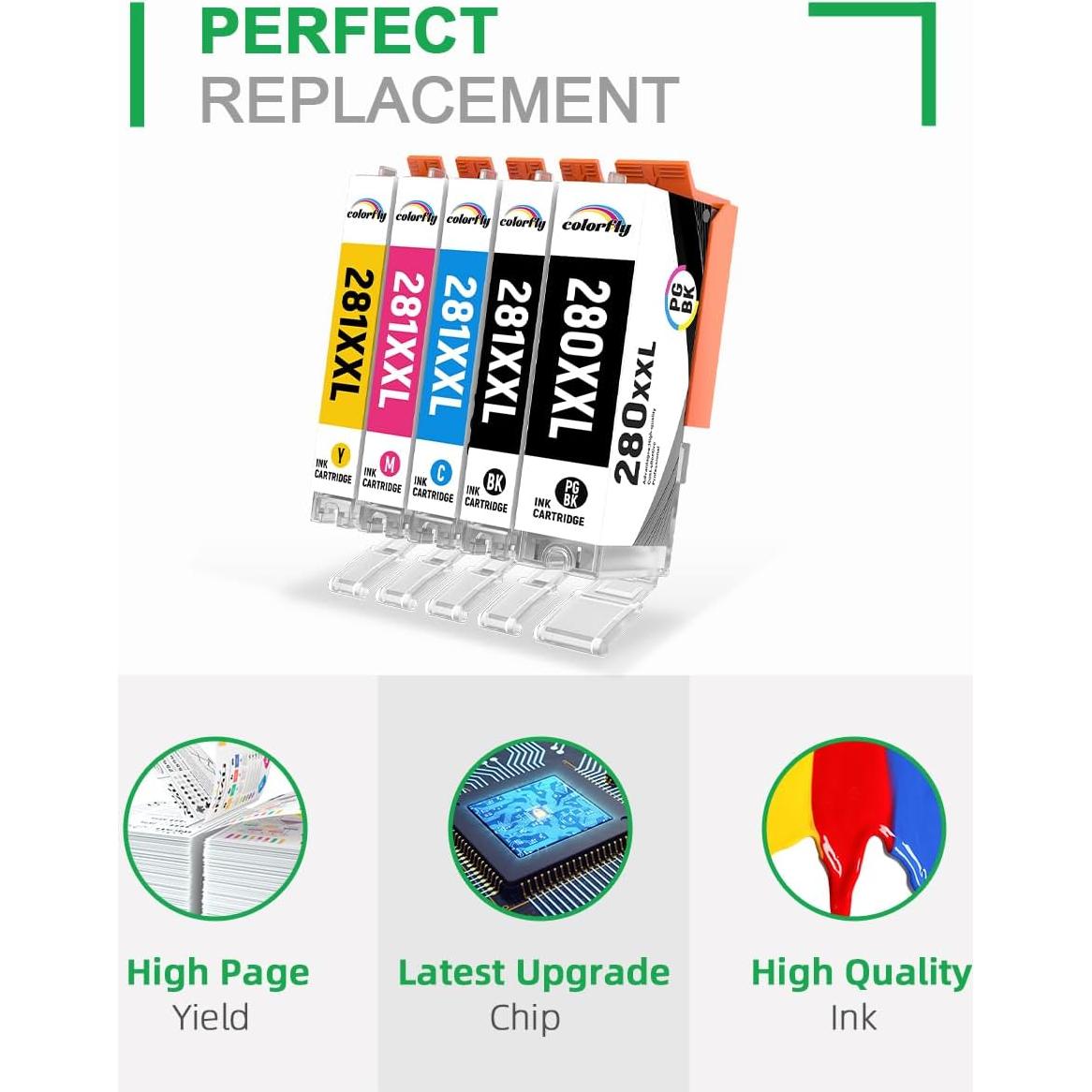 Cartuchos de Tinta Colorfly 280XXL 281XXL Compatibles Canon