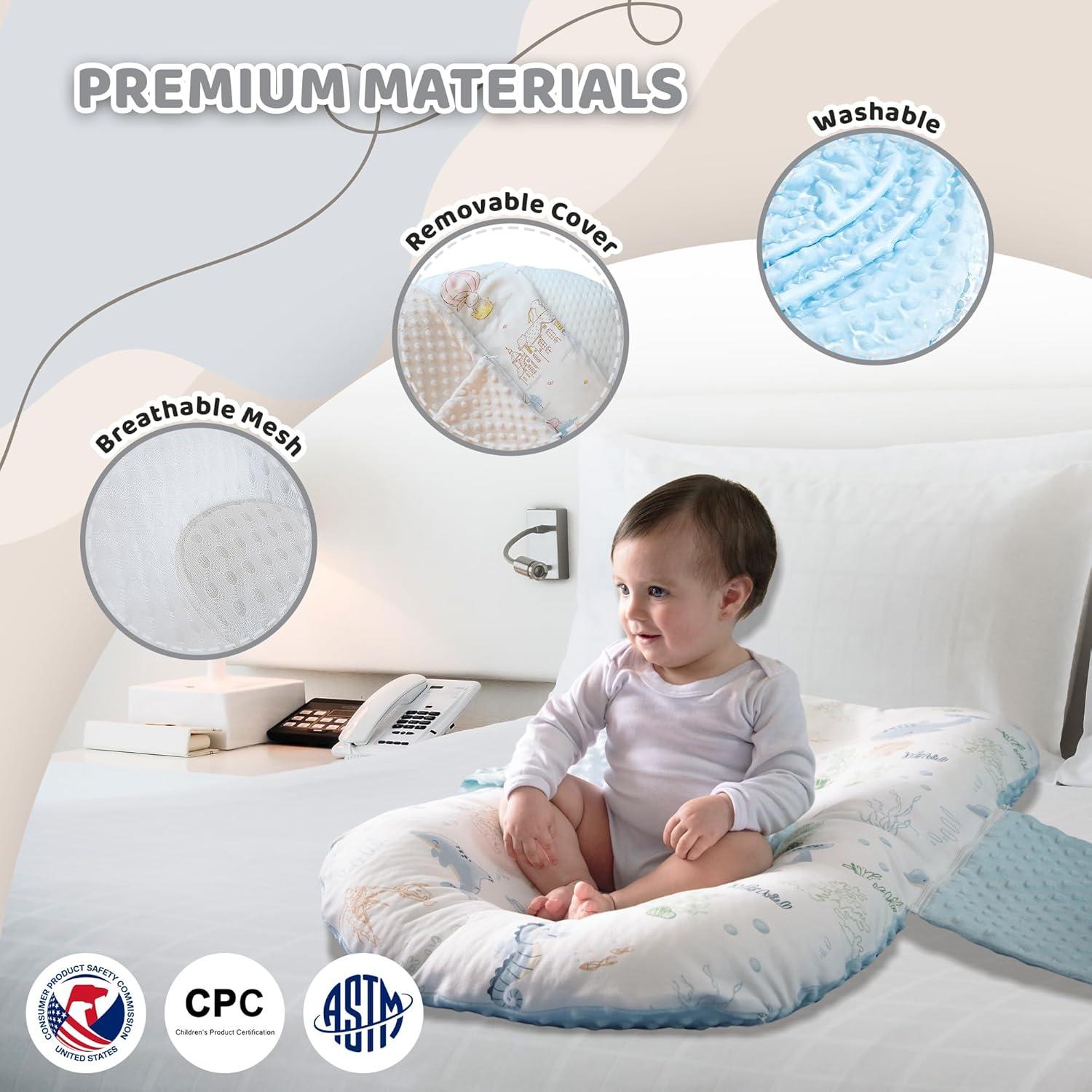 Cojín para Bebé Brunees 2-en-1 Algodón Azul 0-24 Meses