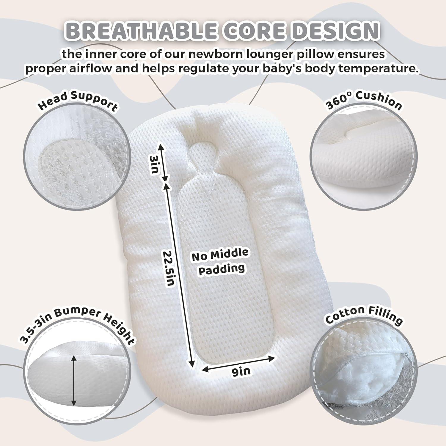 Cojín para Bebé Brunees 2-en-1 Algodón Azul 0-24 Meses