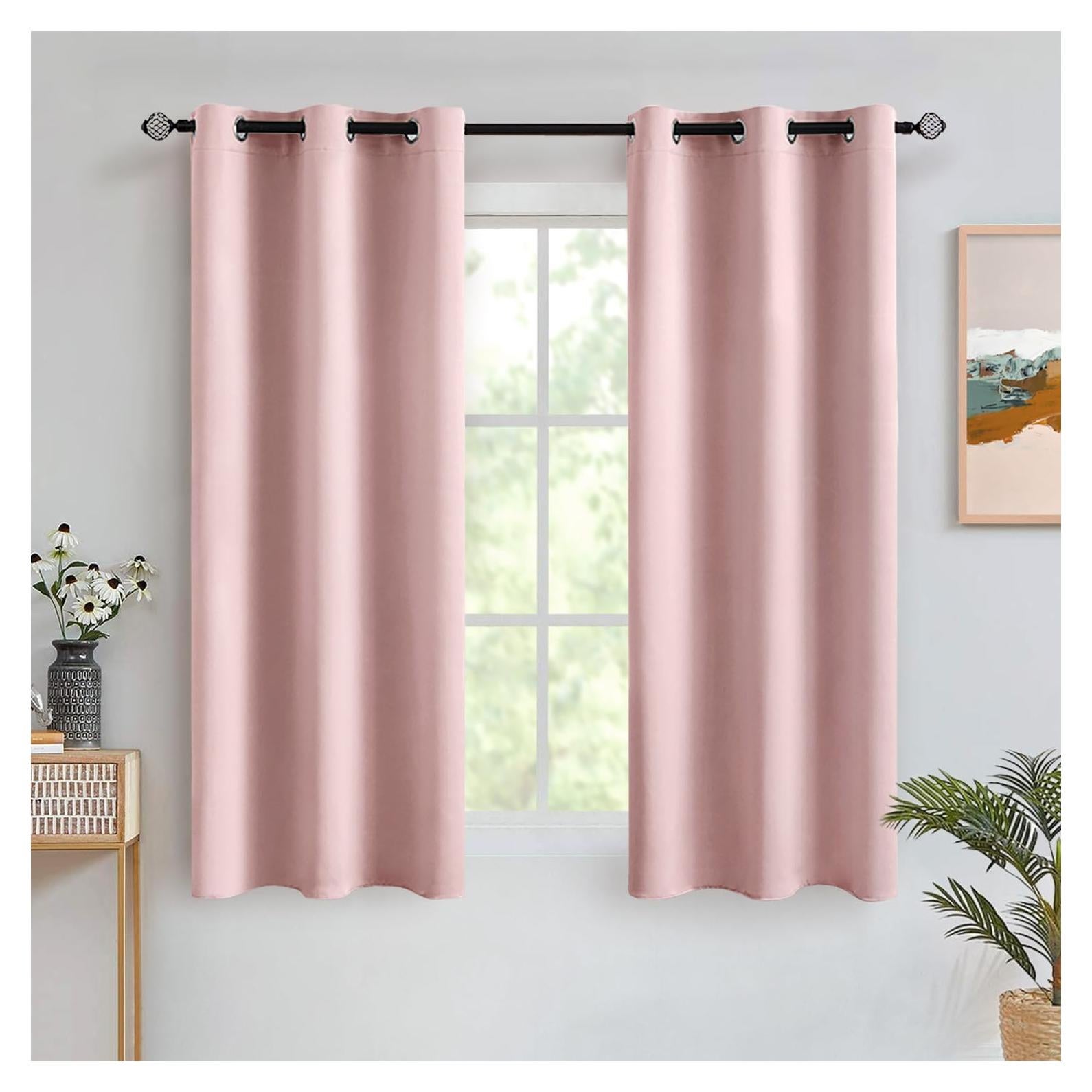 Cortinas Opacas MIULEE 2 Paneles 106.68 x 160.02 cm Rosa Bebé