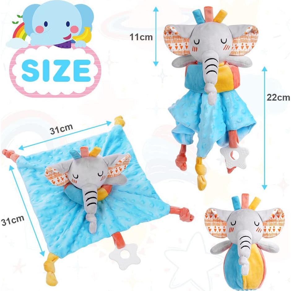 Manta de Seguridad para Bebé Vicloon Elefante 31x31 cm Azul