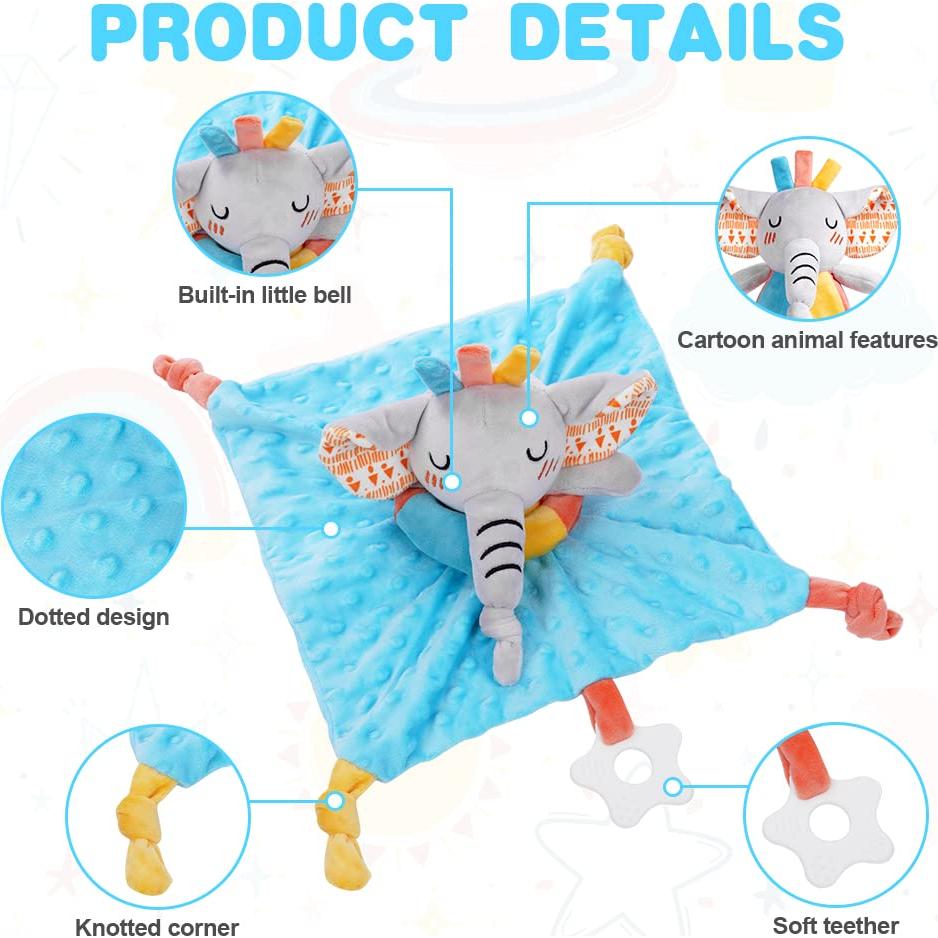 Manta de Seguridad para Bebé Vicloon Elefante 31x31 cm Azul