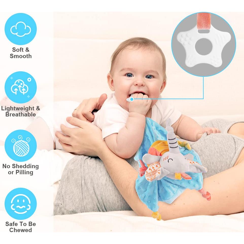 Manta de Seguridad para Bebé Vicloon Elefante 31x31 cm Azul