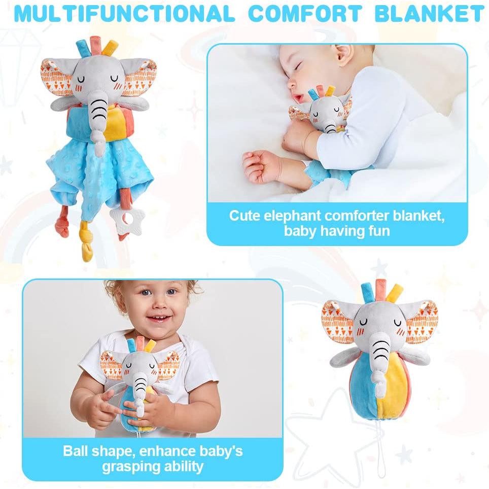 Manta de Seguridad para Bebé Vicloon Elefante 31x31 cm Azul