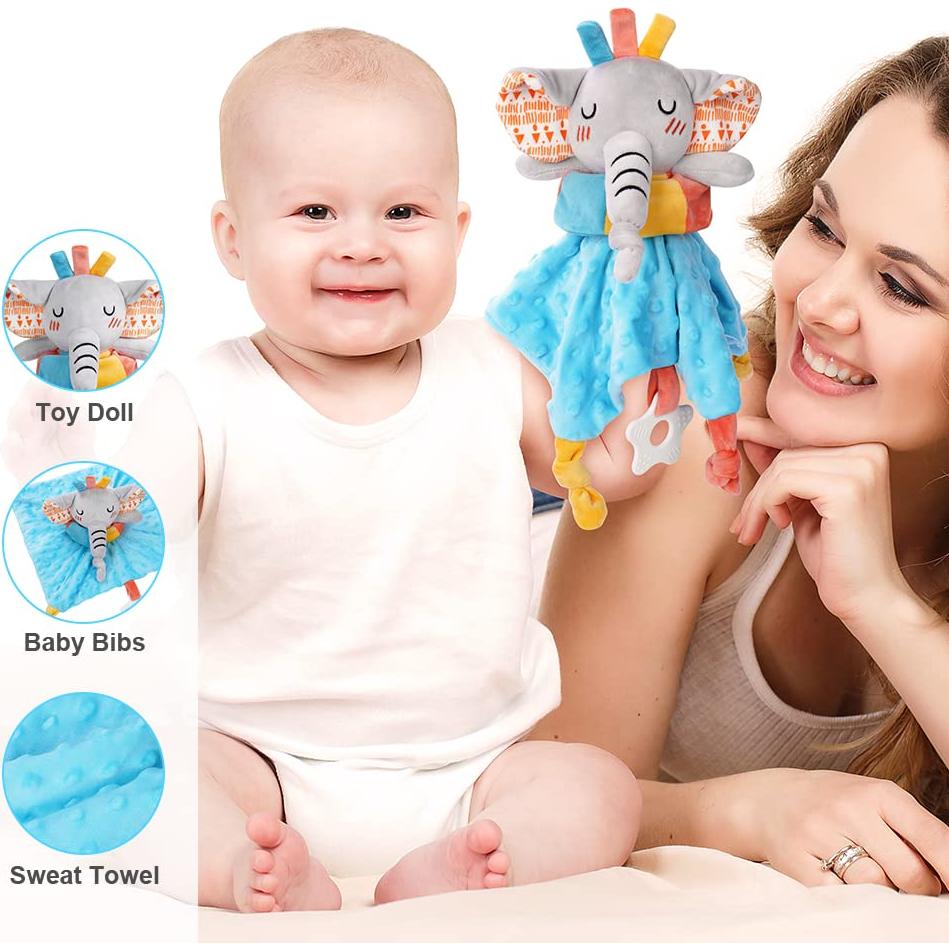 Manta de Seguridad para Bebé Vicloon Elefante 31x31 cm Azul