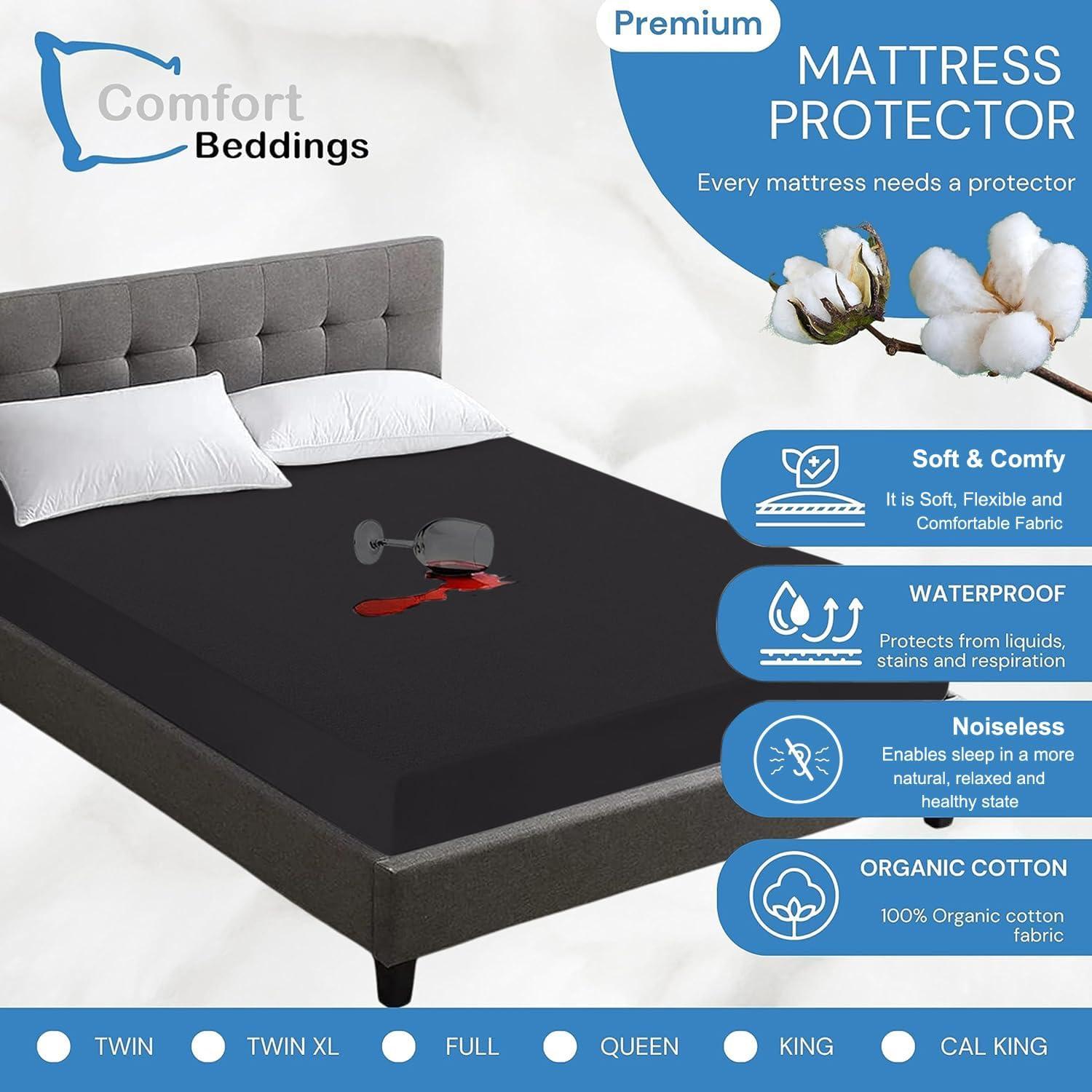 Protector de Colchón Twin XL Comfort Beddings 100% Algodón Orgánico Impermeable