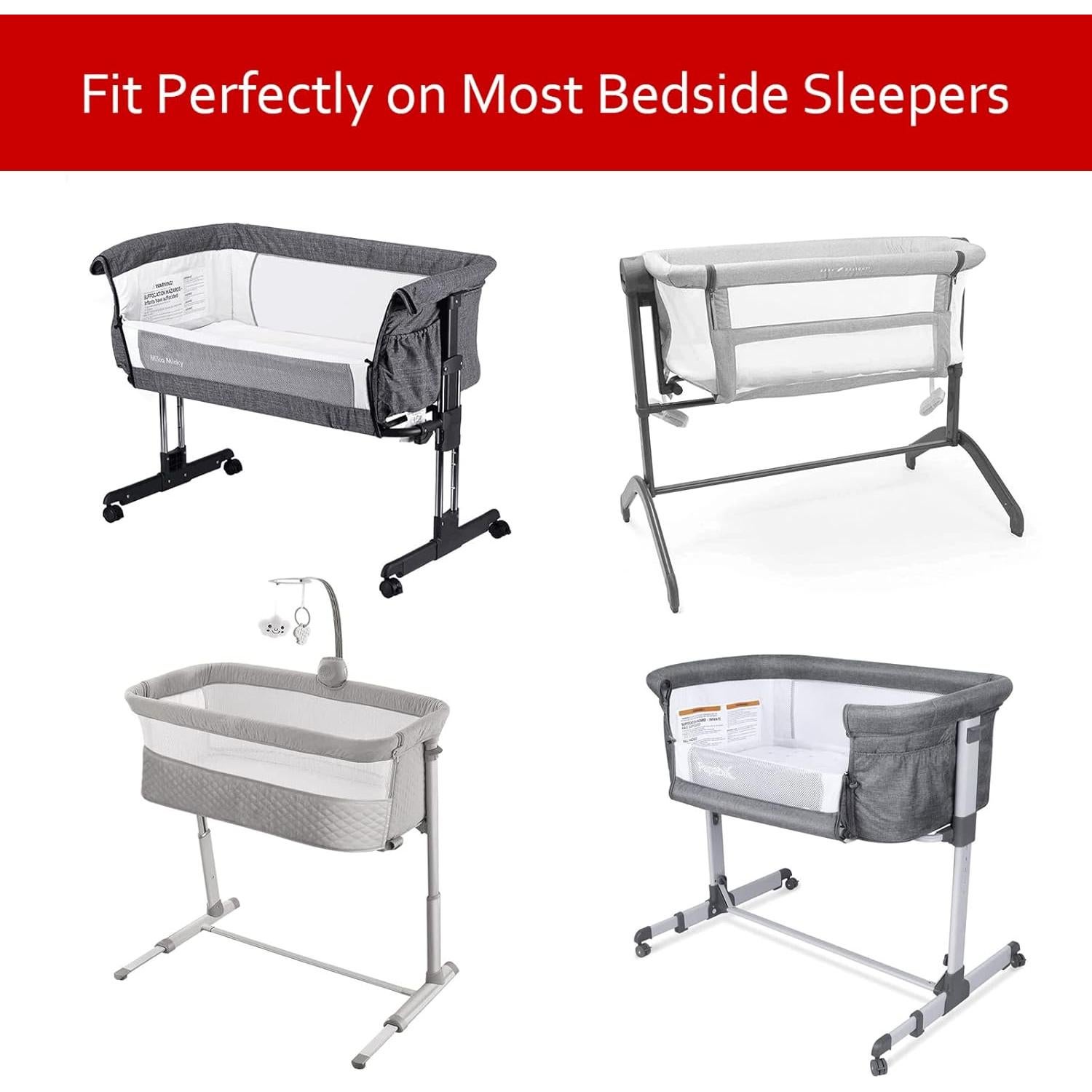 Sábanas Impermeables para Cuna Lateral Moonsea 2 Piezas Gris Marino