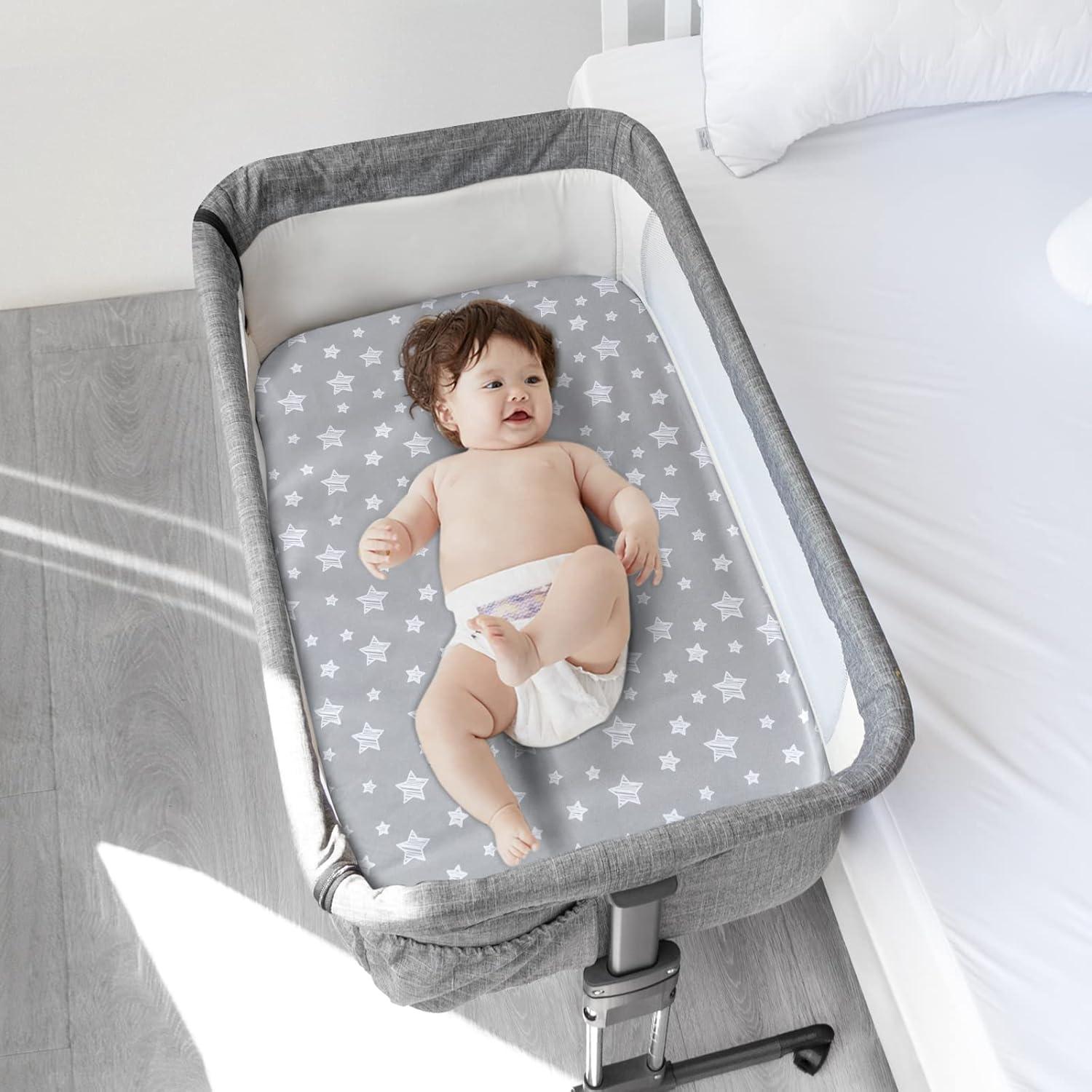 Sábanas Impermeables para Cuna Lateral Moonsea 2 Piezas Gris Marino