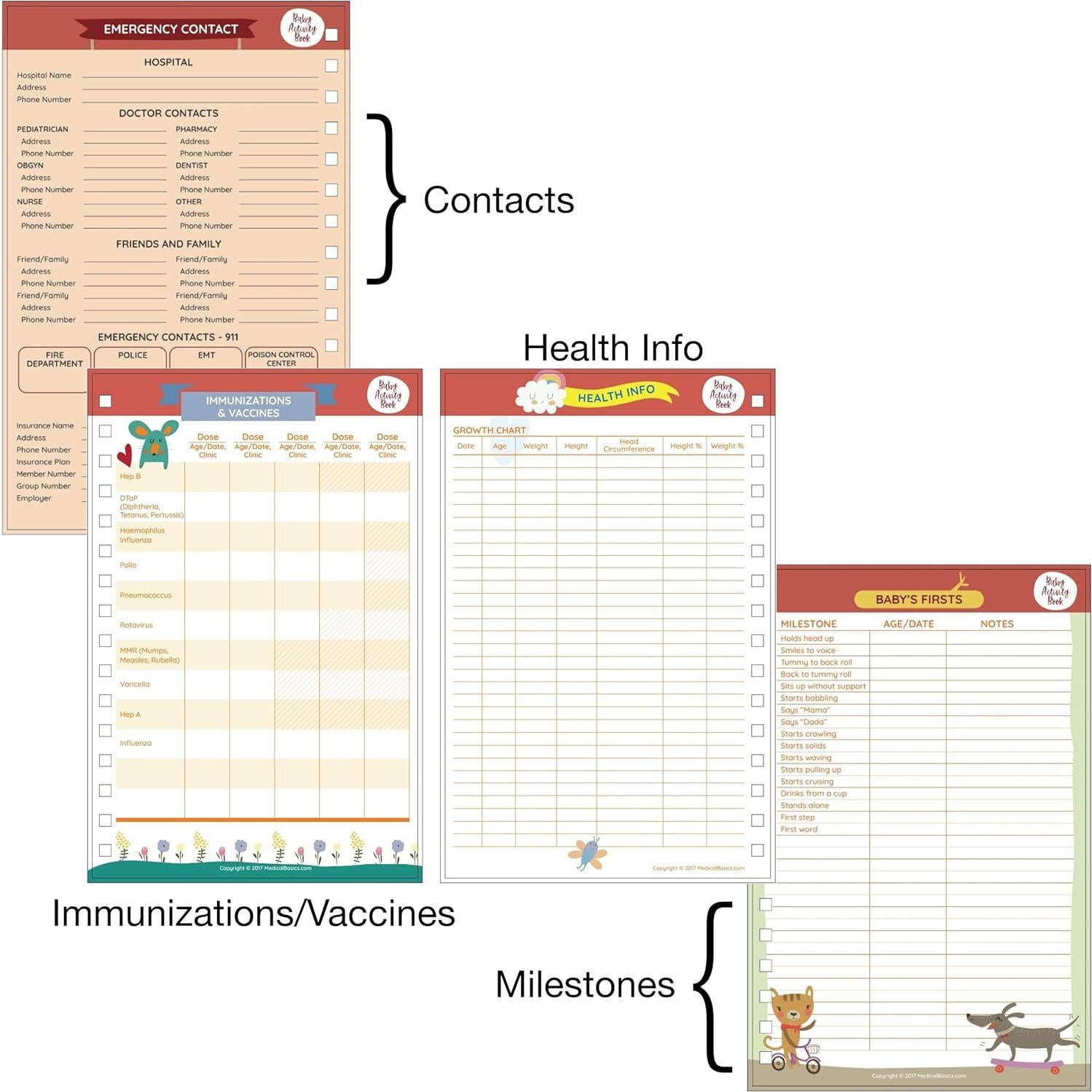 Diario Médico para Bebés Básicos Médicos - Registro Diario A4
