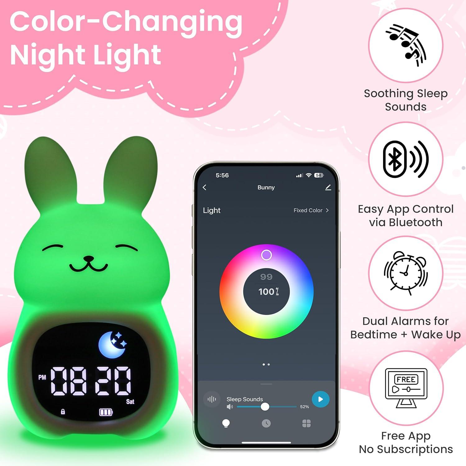 Reloj Despertador Digital Bumble & Bright Conejo Luz Nocturna