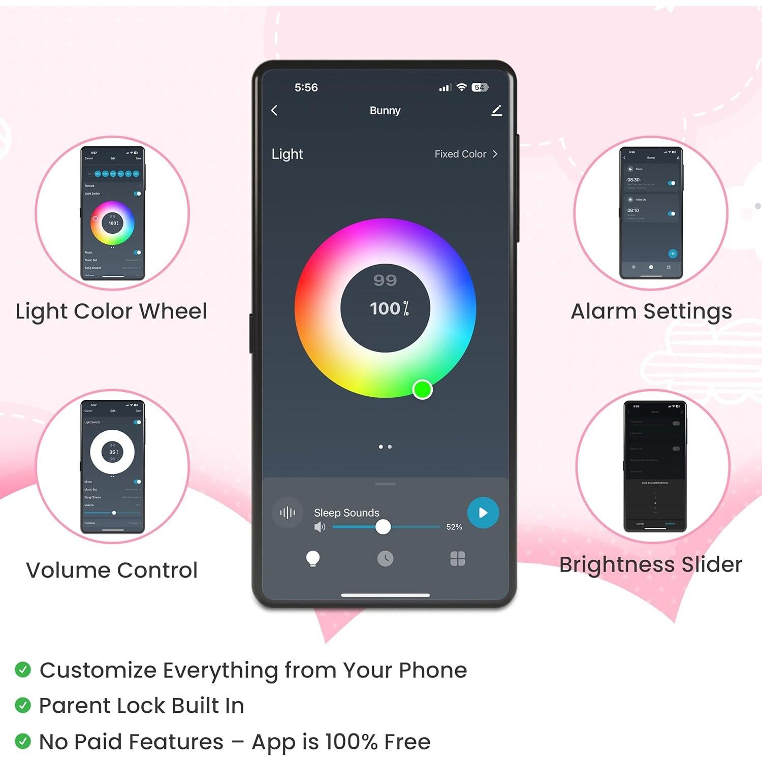 Reloj Despertador Digital Bumble & Bright Conejo Luz Nocturna