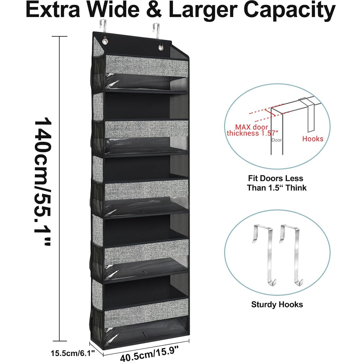 Organizador sobre puerta Homyfort 5 bolsillos grandes negro