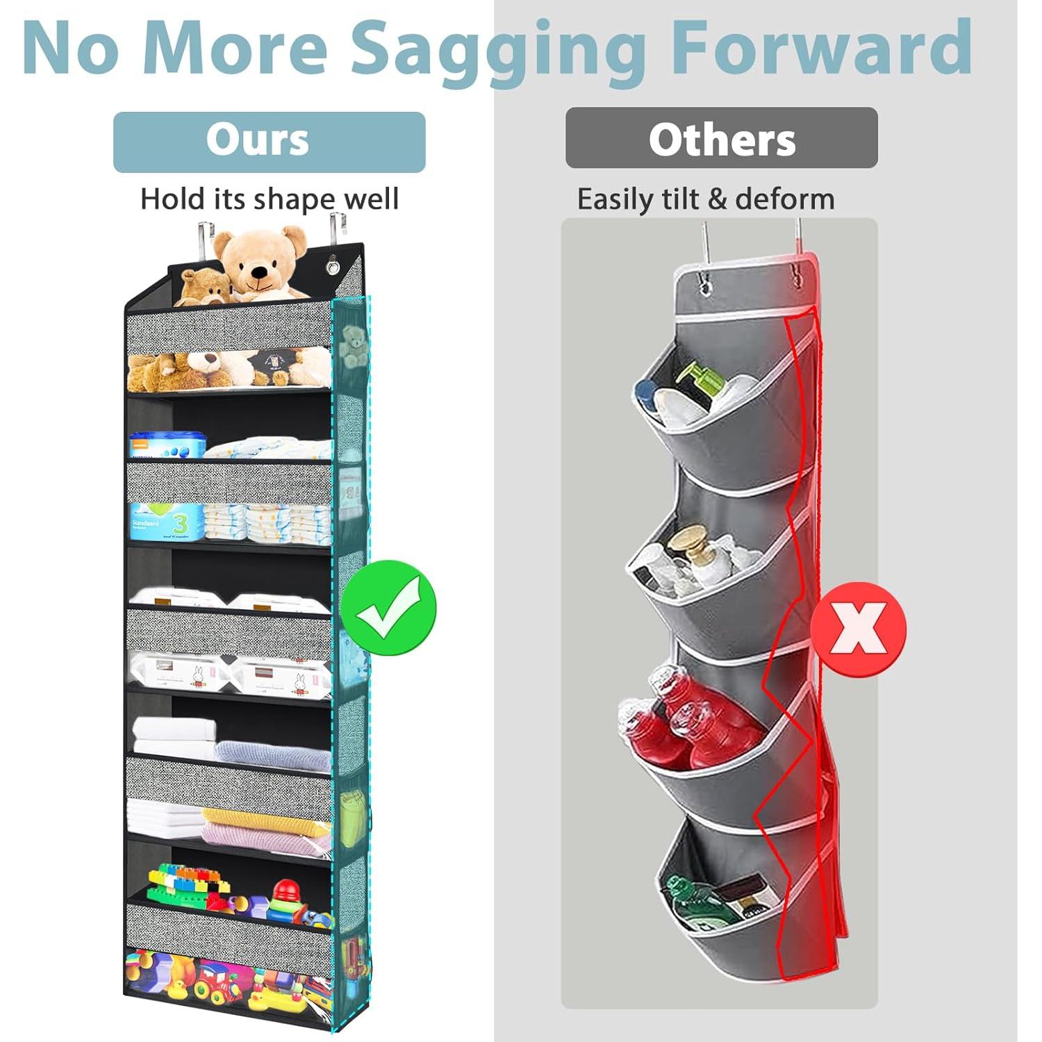 Organizador sobre puerta Homyfort 5 bolsillos grandes negro