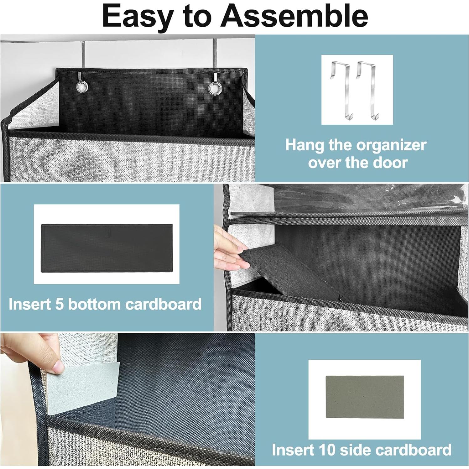 Organizador sobre puerta Homyfort 5 bolsillos grandes negro