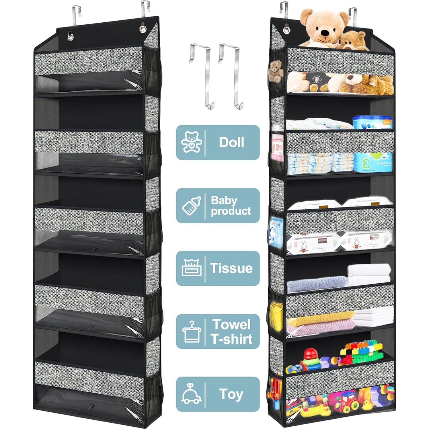 Organizador sobre puerta Homyfort 5 bolsillos grandes negro