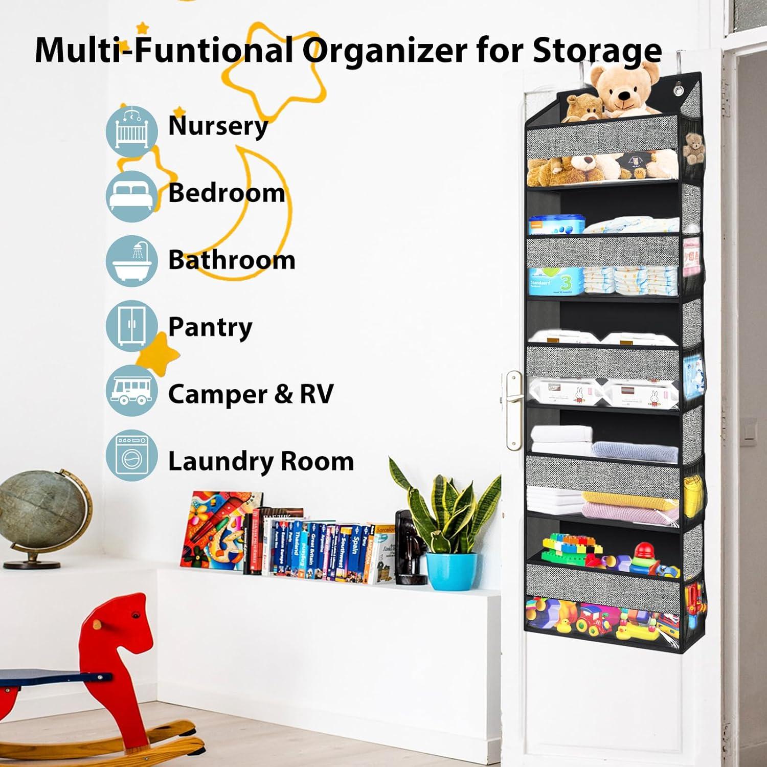 Organizador sobre puerta Homyfort 5 bolsillos grandes negro