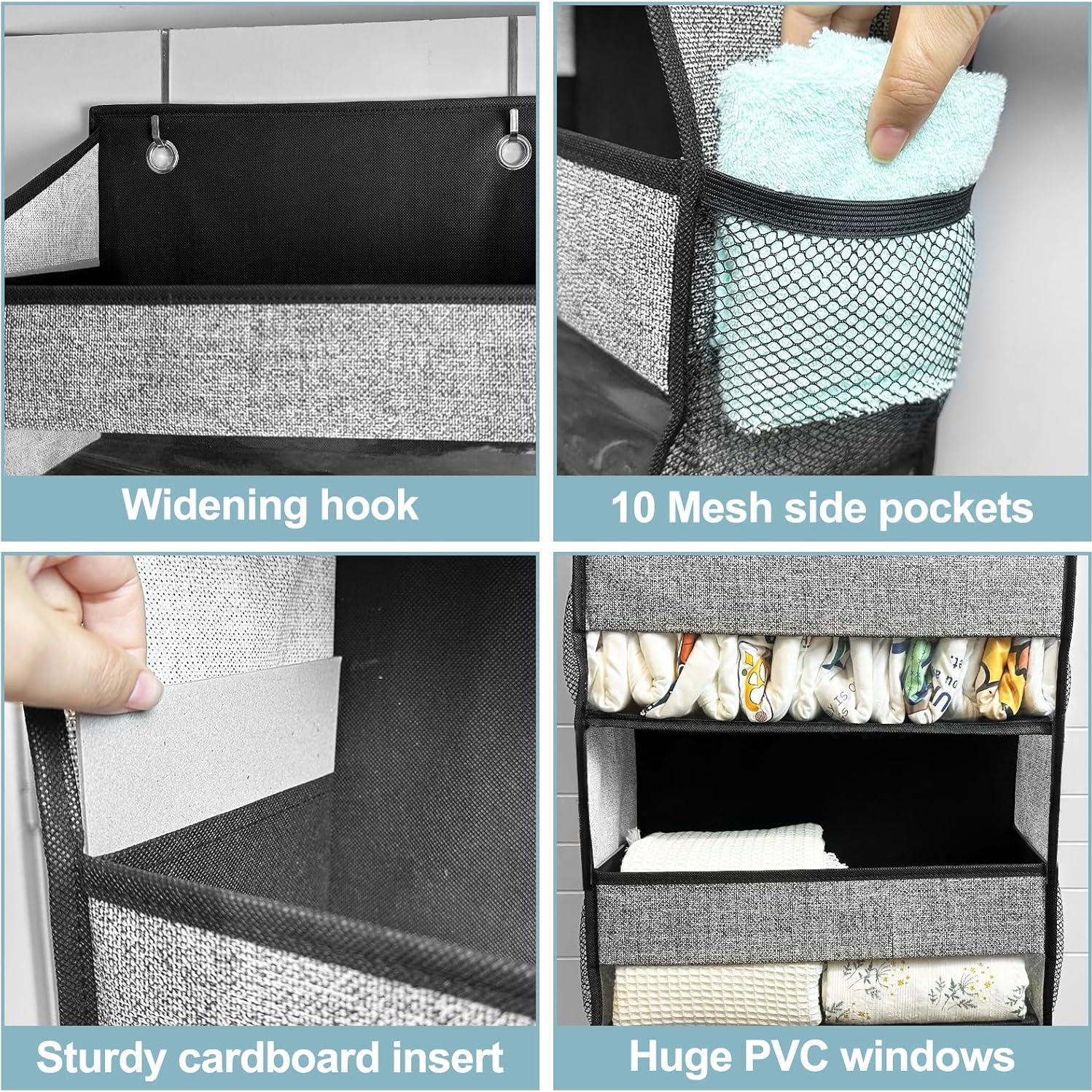 Organizador sobre puerta Homyfort 5 bolsillos grandes negro