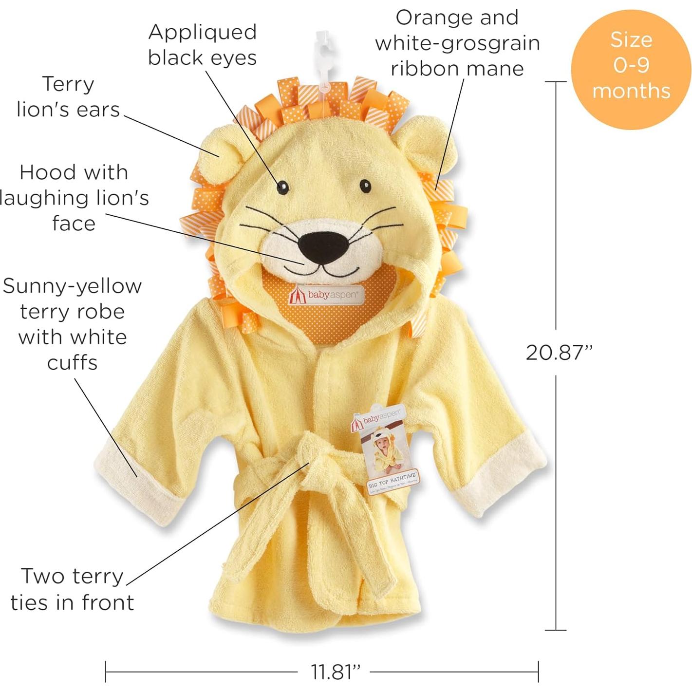 Bata de Baño con Capucha León Baby Aspen 0-9 Meses