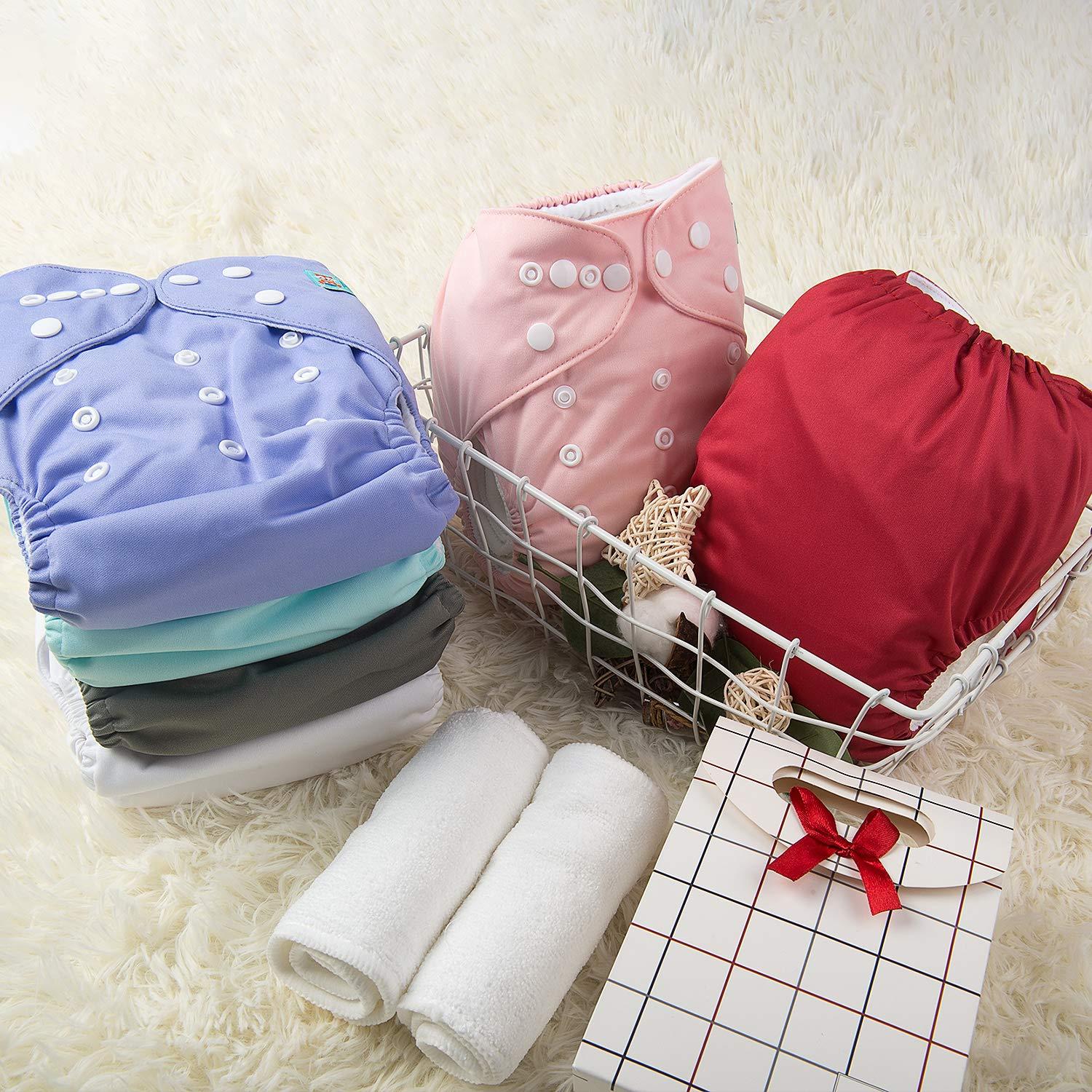 Paquete de 6 Pañales de Tela ALVABABY Ajustables 12 Inserciones