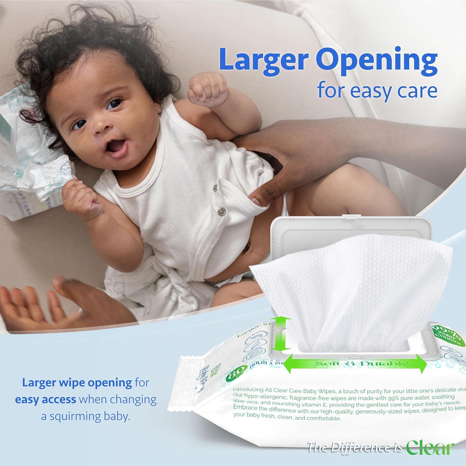 Toallitas Hipoalergénicas All Clear Care 240 Unidades 99% Agua