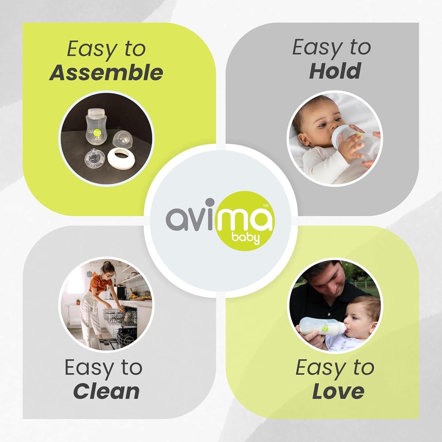 Set de 8 Botellas Anticólicos Avima 4 oz con Tetinas Estándar