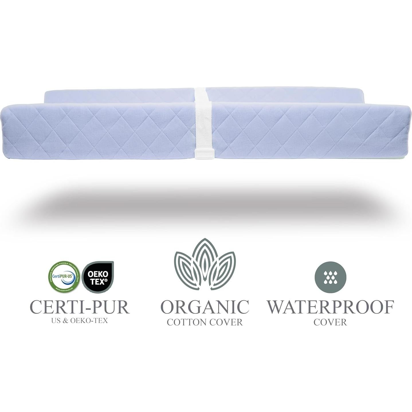 Almohadilla de Cambio de Bebé Algodón Orgánico Azul Misty 79x40 cm