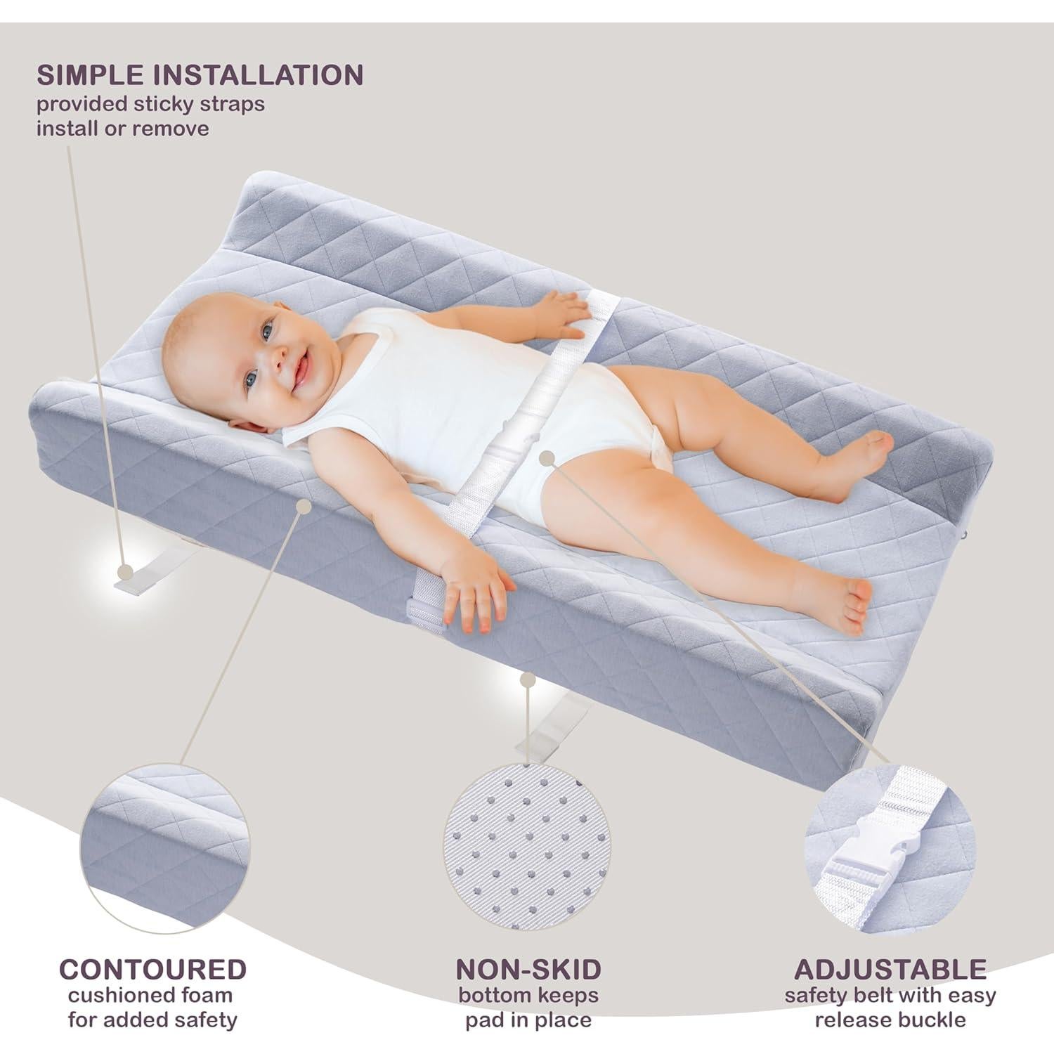 Almohadilla de Cambio de Bebé Algodón Orgánico Azul Misty 79x40 cm