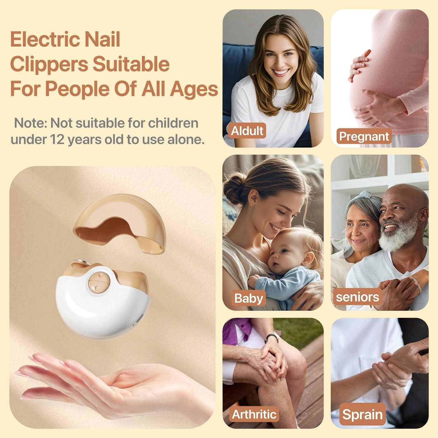 Cortauñas Eléctrico 2 en 1 LEOVITA Negro con Doble Velocidad