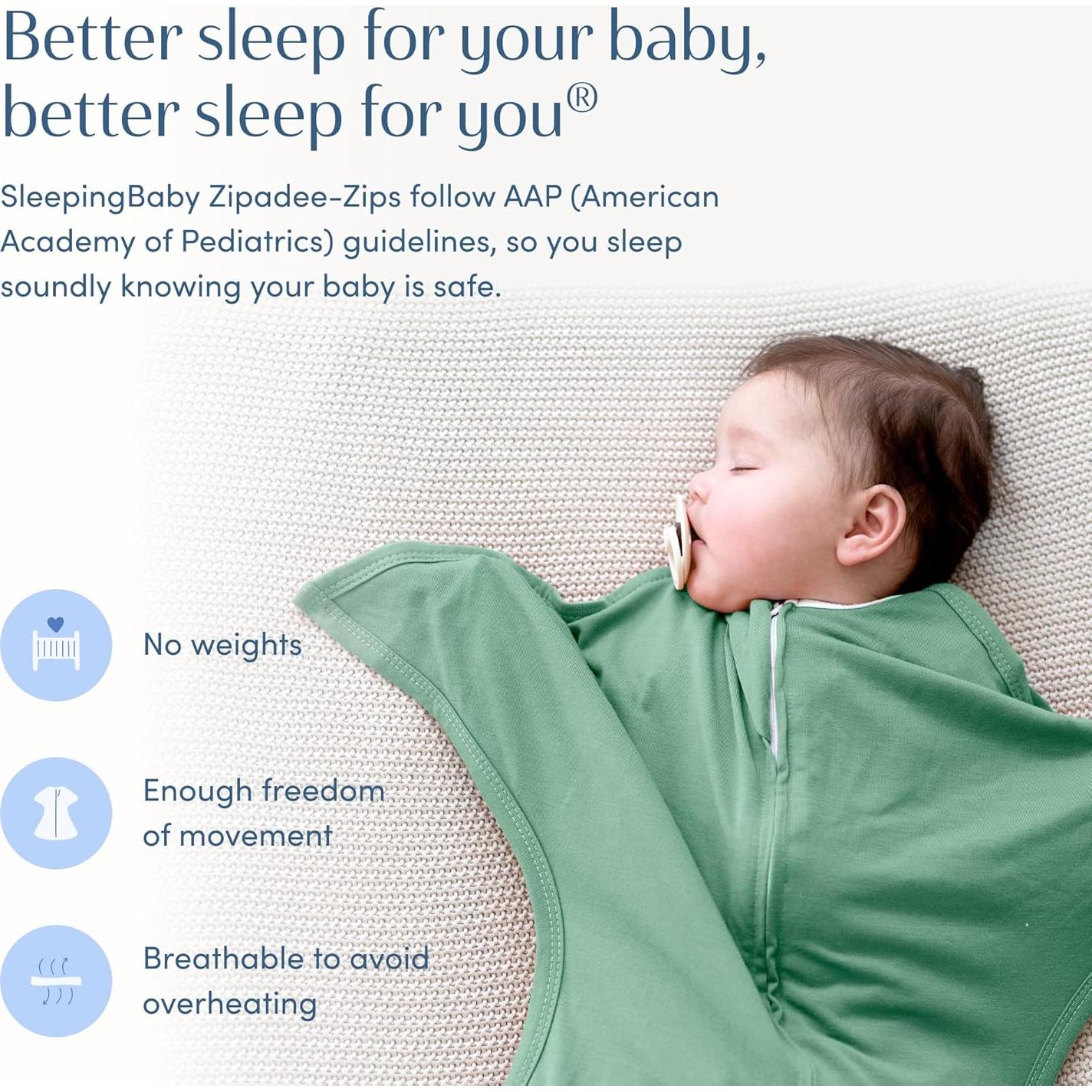 Manta de Swaddle Zipadee-Zip SleepingBaby Albahaca X-Pequeño
