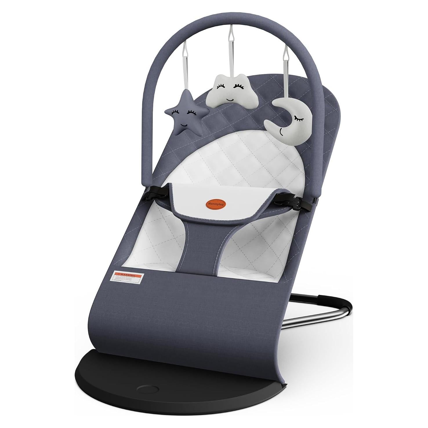 Asiento de rebote portátil para bebés Gris - 0-18 meses, 3 modos