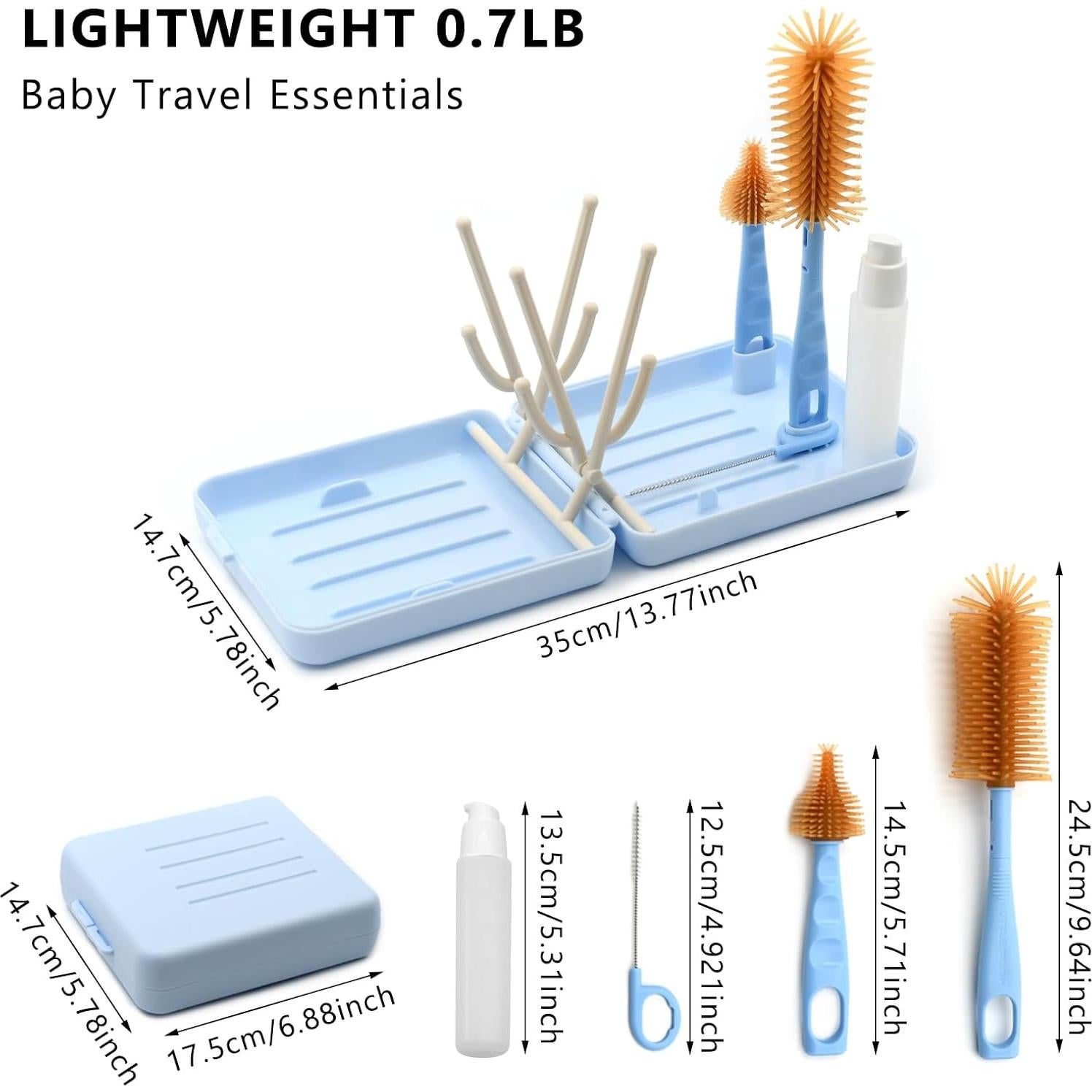 Kit de limpieza de biberones Ismosm portátil azul