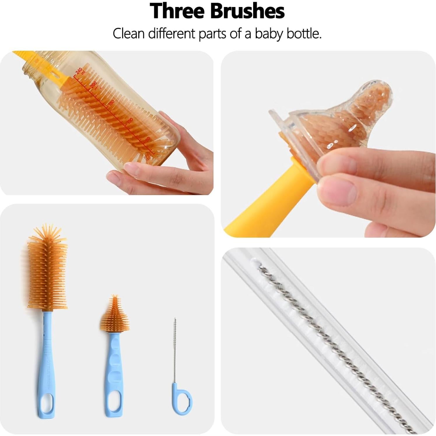 Kit de limpieza de biberones Ismosm portátil azul