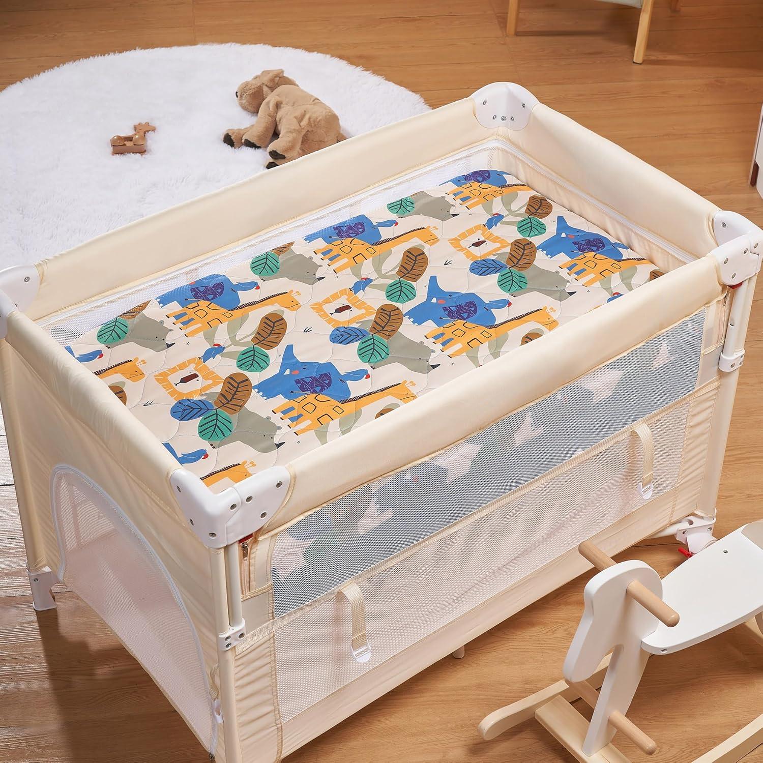 Sábana Ajustable TILLYOU para Pack and Play 99x69 cm Geometría Animal