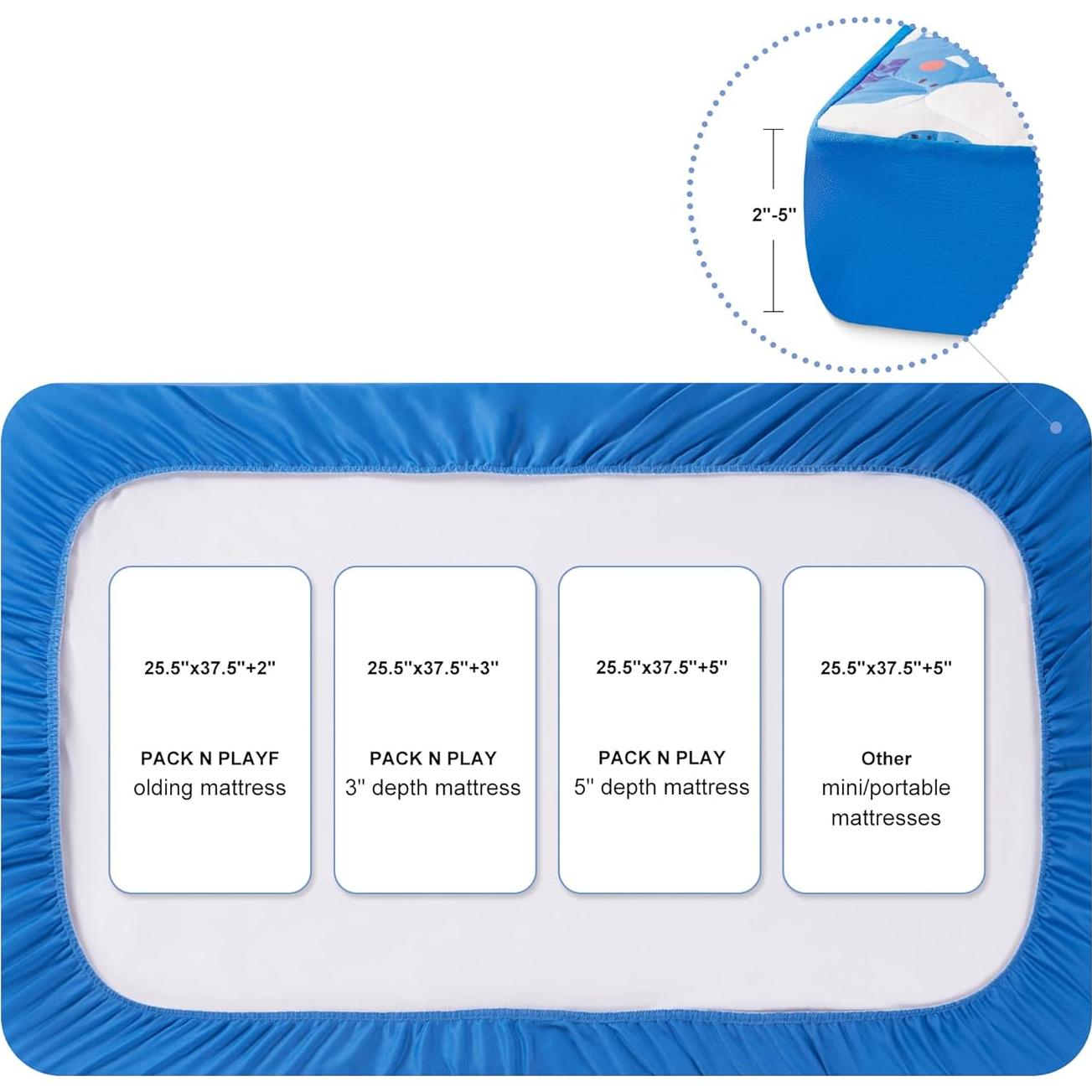 Sábana Ajustable TILLYOU para Pack and Play 99x69 cm Geometría Animal