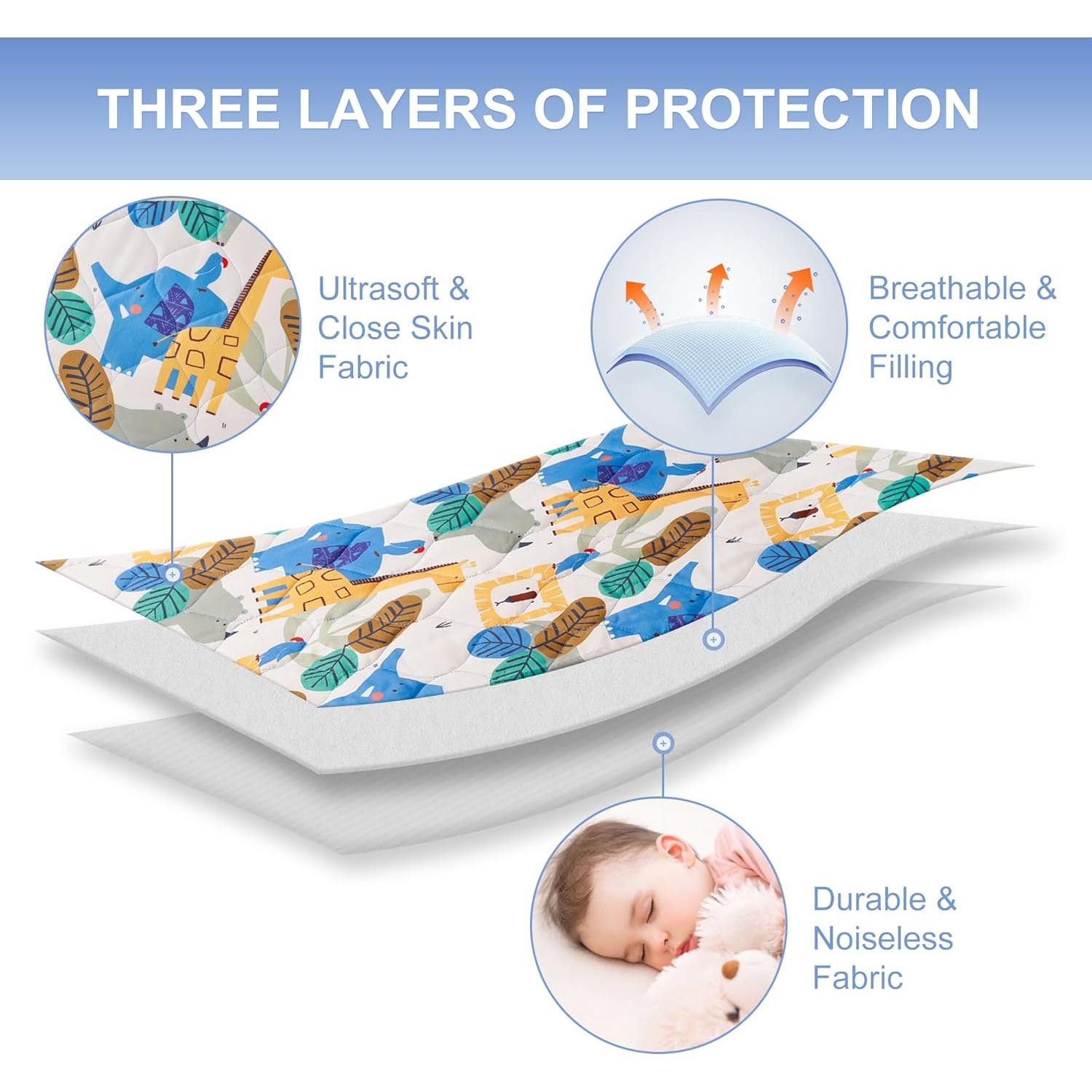 Sábana Ajustable TILLYOU para Pack and Play 99x69 cm Geometría Animal