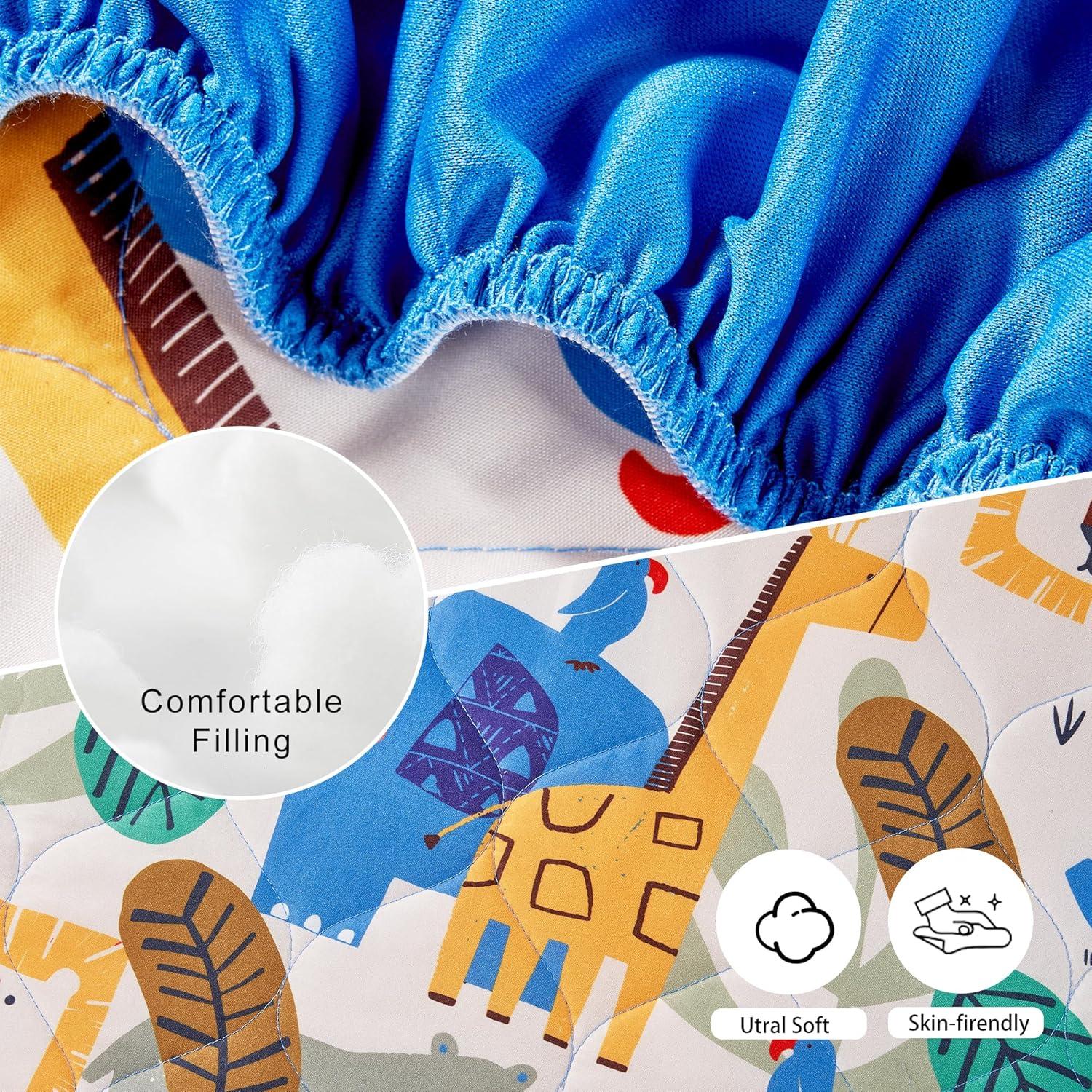 Sábana Ajustable TILLYOU para Pack and Play 99x69 cm Geometría Animal