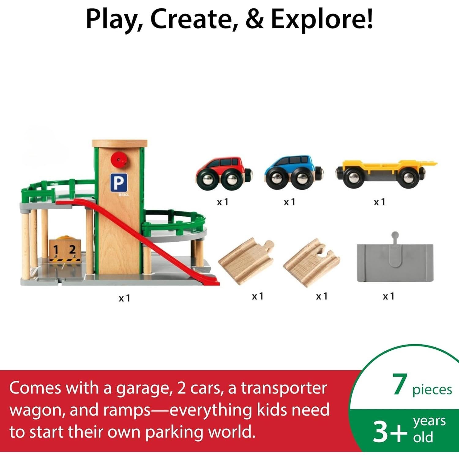 Garaje de Estacionamiento BRIO World - Juguete de Madera 7 Piezas