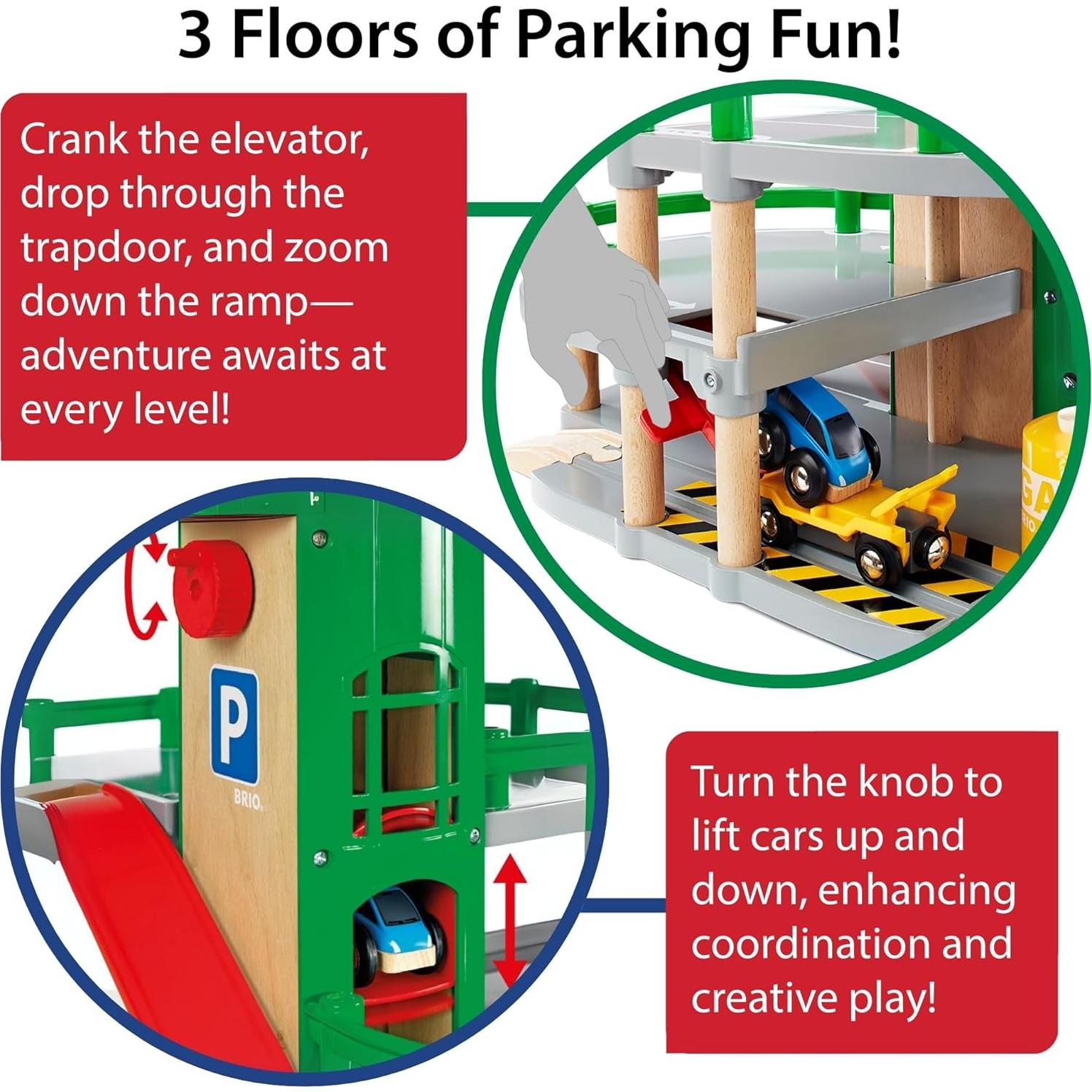 Garaje de Estacionamiento BRIO World - Juguete de Madera 7 Piezas