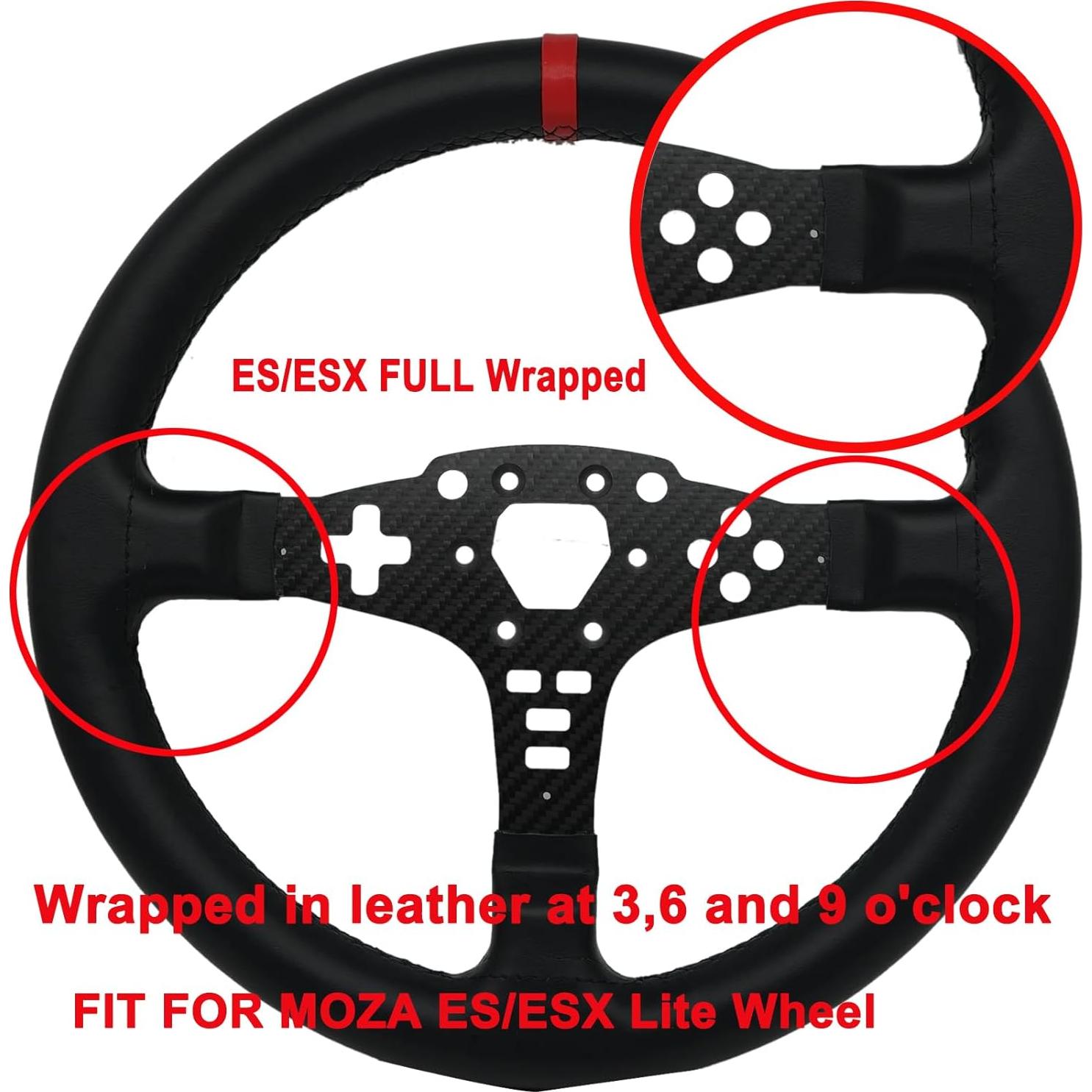 Volante de carreras 33cm Obokidlyamor fibra de carbono con cuero