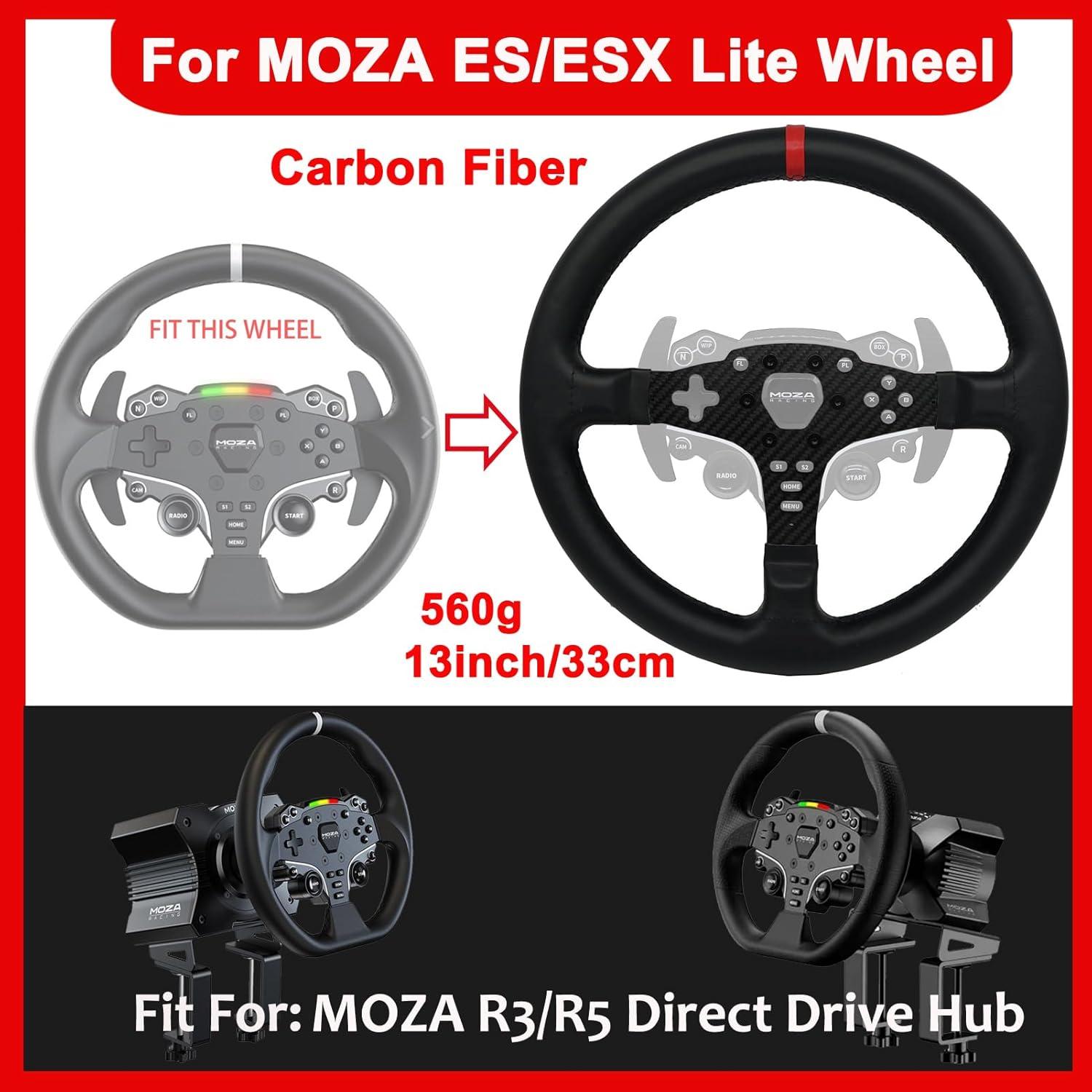 Volante de carreras 33cm Obokidlyamor fibra de carbono con cuero