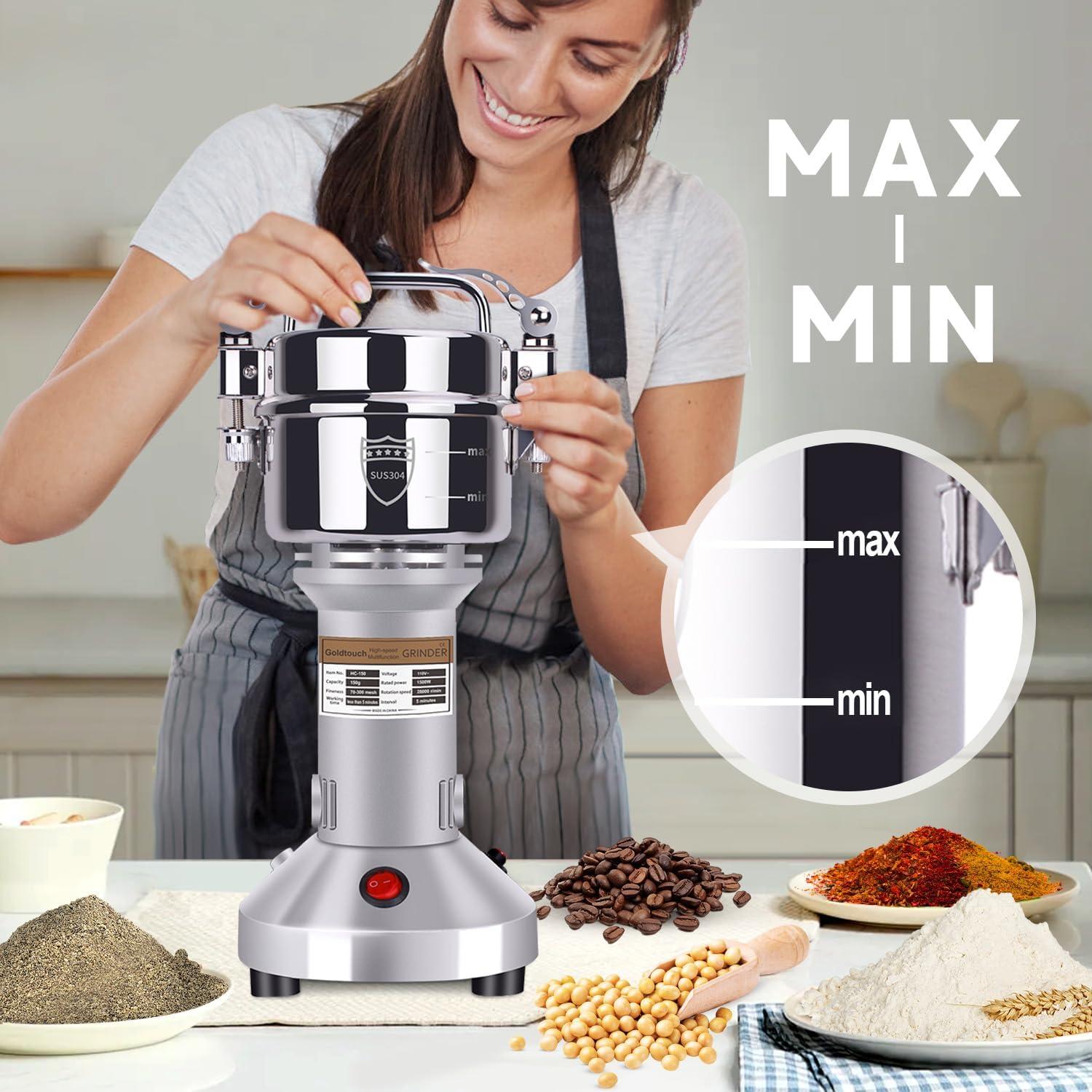Molino de Granos Goldtouch 150g Eléctrico Acero Inoxidable 1500W