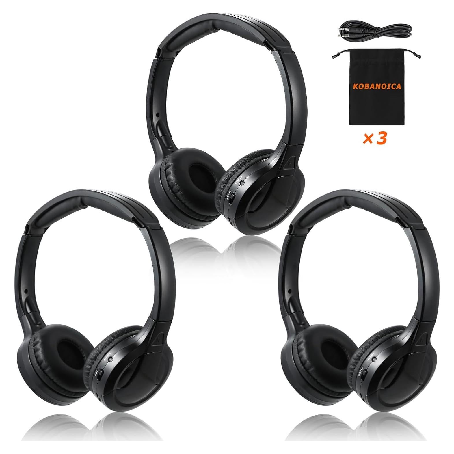 Auriculares Inalámbricos IR KOBANOICA para DVD de Coche - Paquete de 3