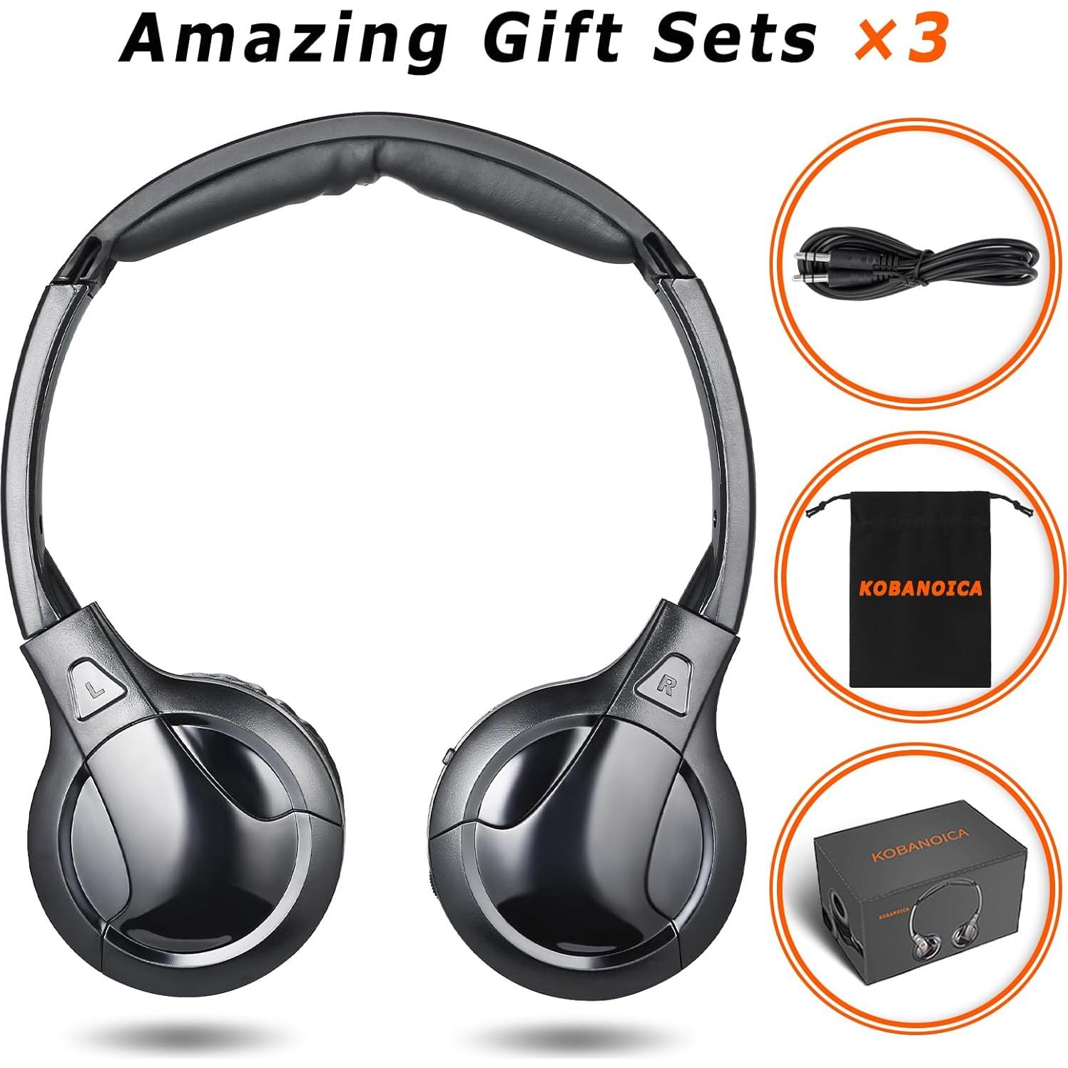 Auriculares Inalámbricos IR KOBANOICA para DVD de Coche - Paquete de 3